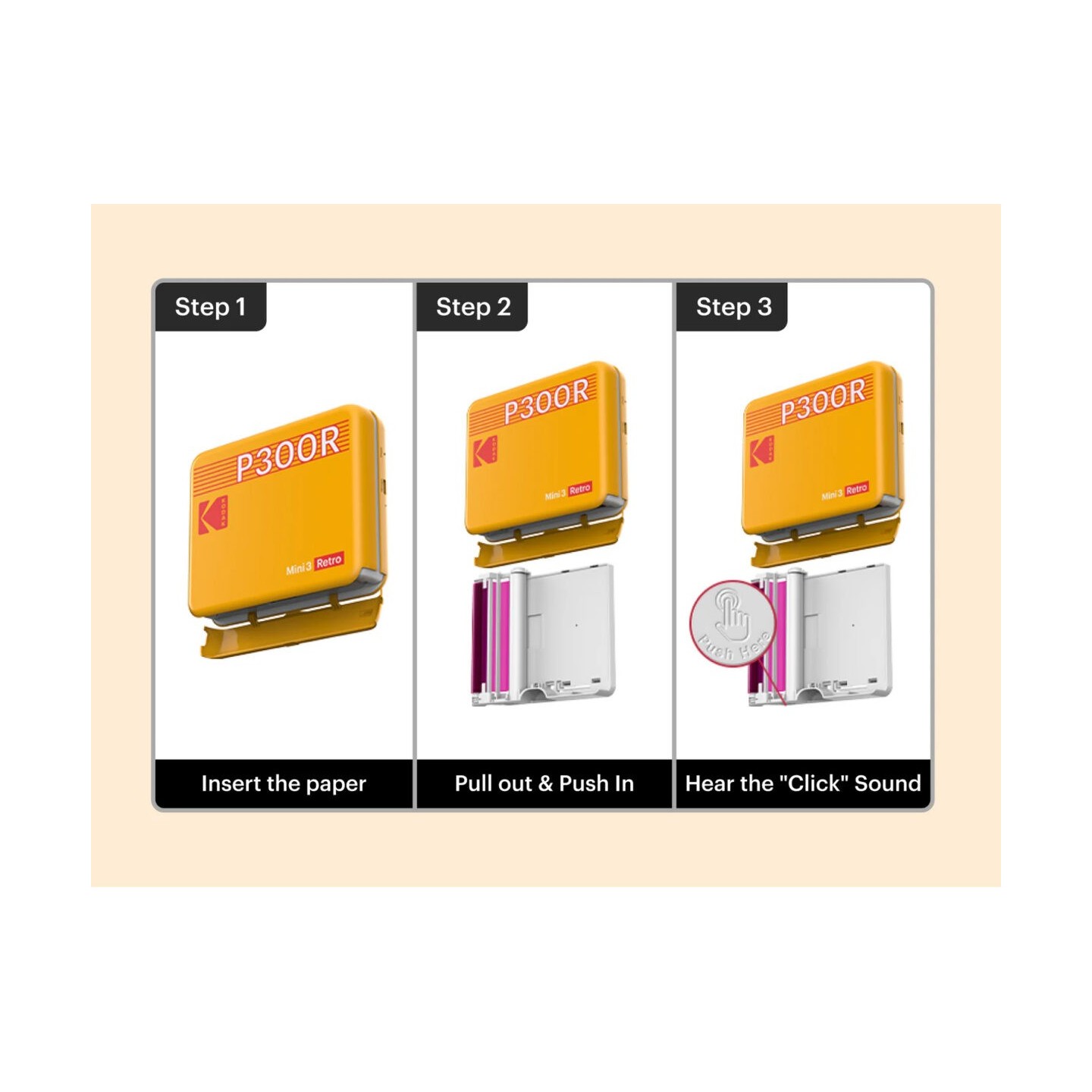 Kodak Mini 3 Retro 4PASS Smartphone Photo Printer - Mini 3 Retro - Yellow, Portable — Buy in Cyprus with Fast Delivery