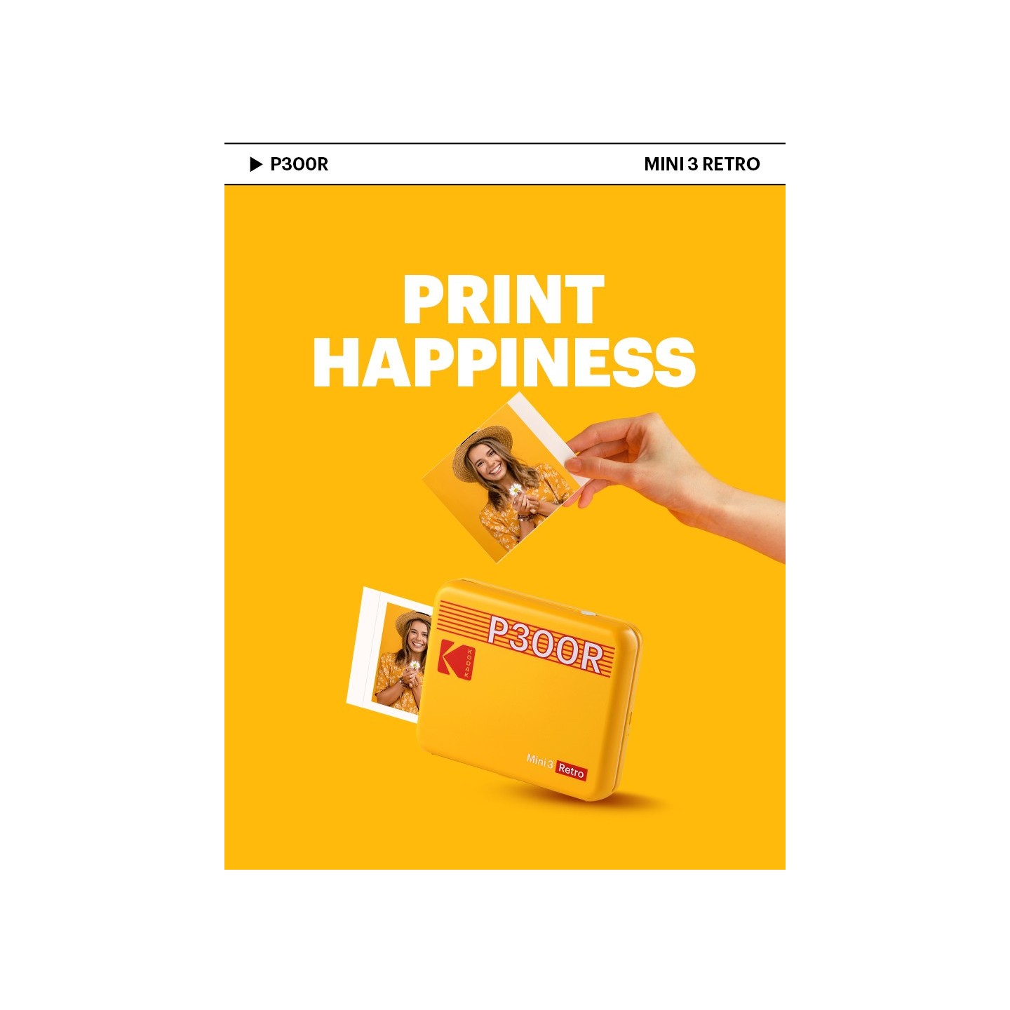 Kodak Mini 3 Retro 4PASS Smartphone Photo Printer - Mini 3 Retro - Yellow, Portable — Buy in Cyprus with Fast Delivery