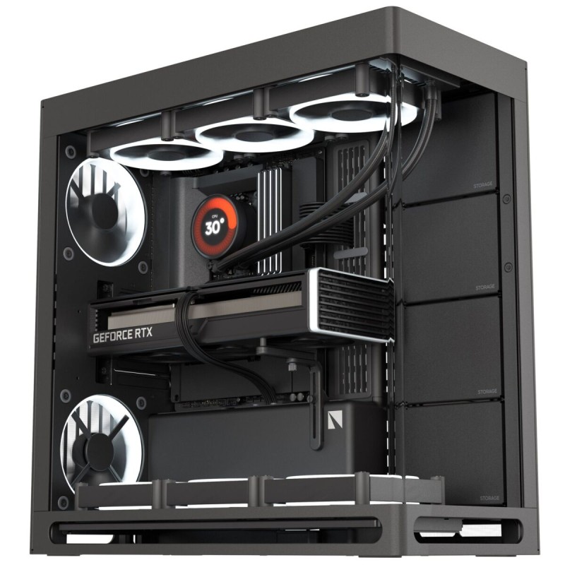 HAVN HS 420 Black Premium Midi Tower Case - HS 420 - Horizontal GPU orientation, 2-chamber design (Boxed)