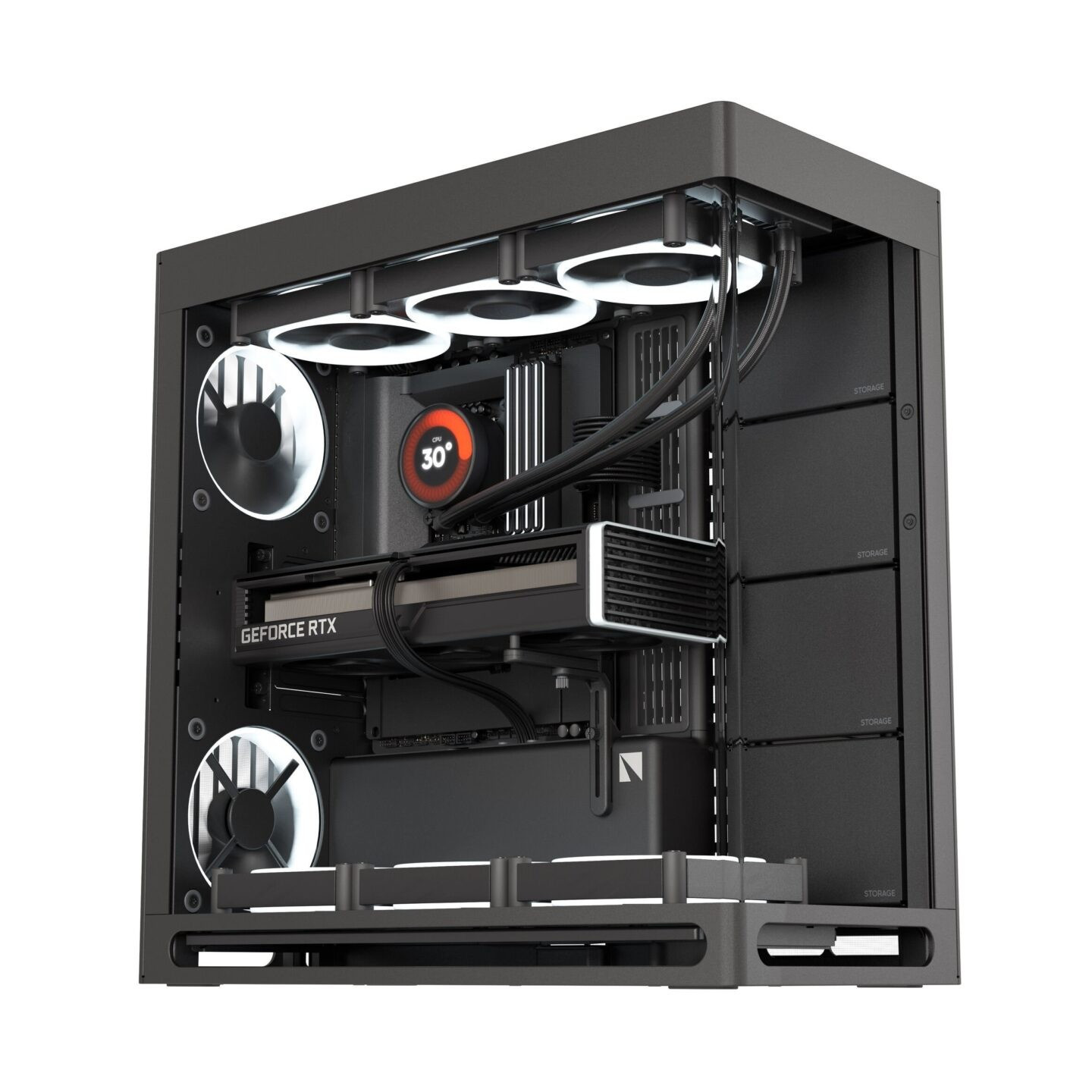 HAVN HS 420 Black Premium Midi Tower Case - HS 420 - Horizontal GPU orientation, 2-chamber design (Boxed)