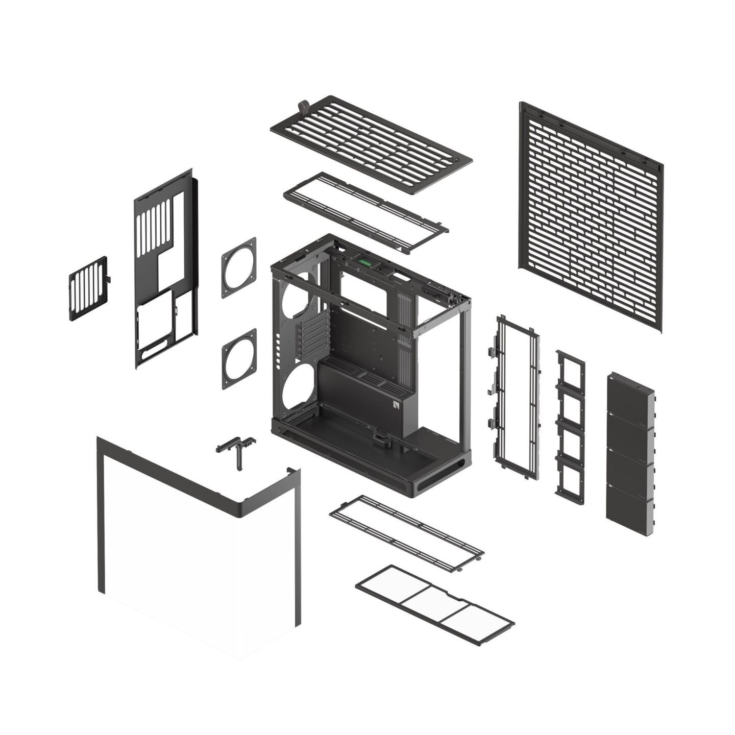 HAVN HS 420 Black Premium Midi Tower Case - HS 420 - Horizontal GPU orientation, 2-chamber design (Boxed)