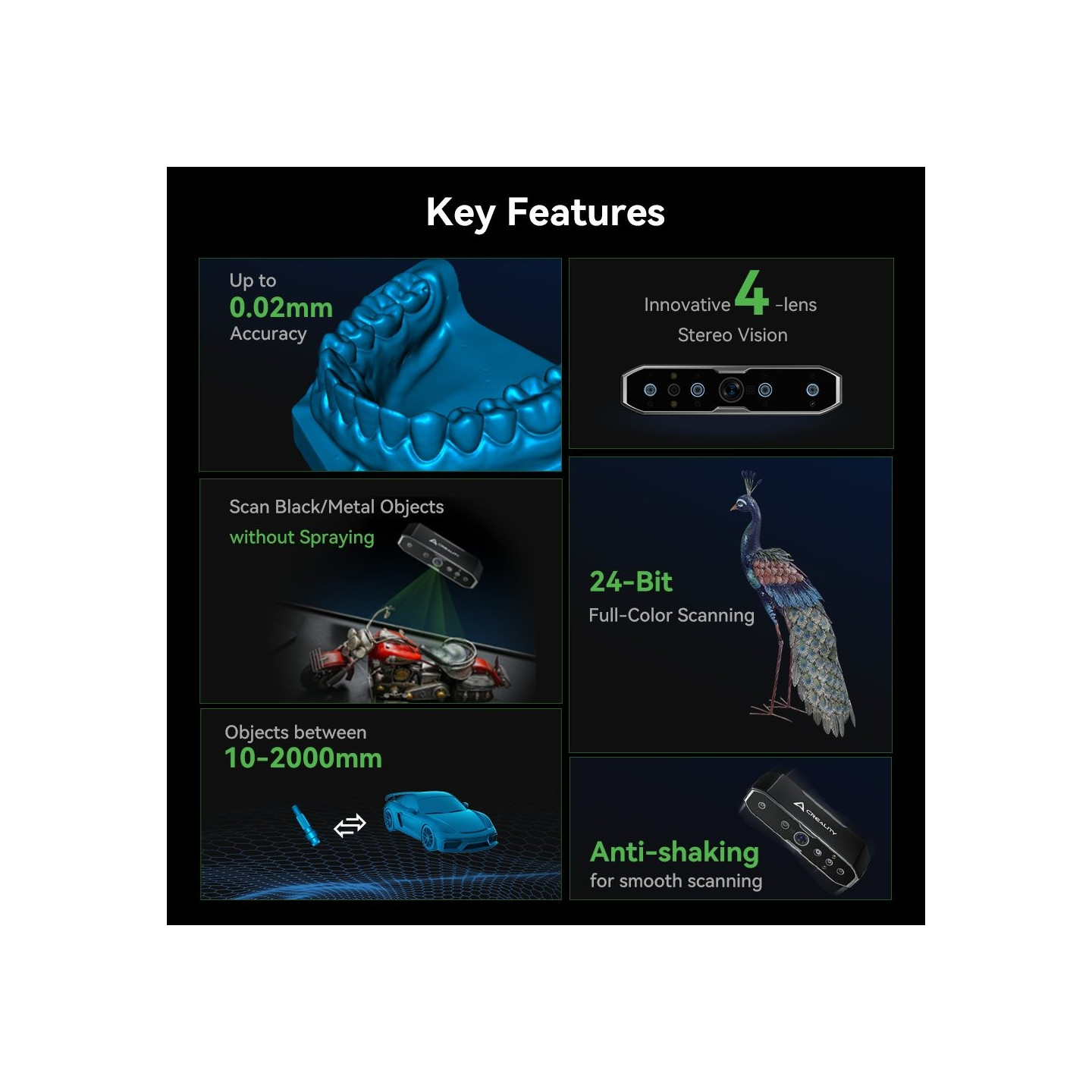 CR-Scan Otter 3D Scanner - CR-Scan Otter - Portable handheld, 10–2000 mm objects, 0.02 mm accuracy