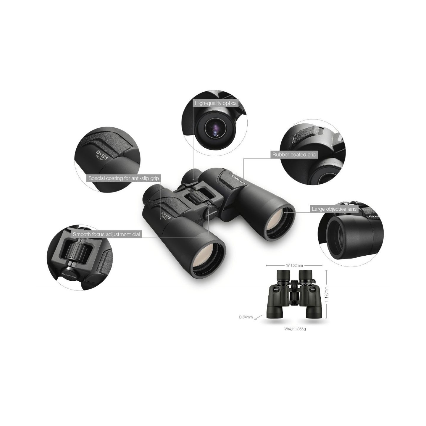 Olympus OM-System Binoculars 10x50 S - Compact, bright optics, case & strap included — Buy in Cyprus with Fast Delivery