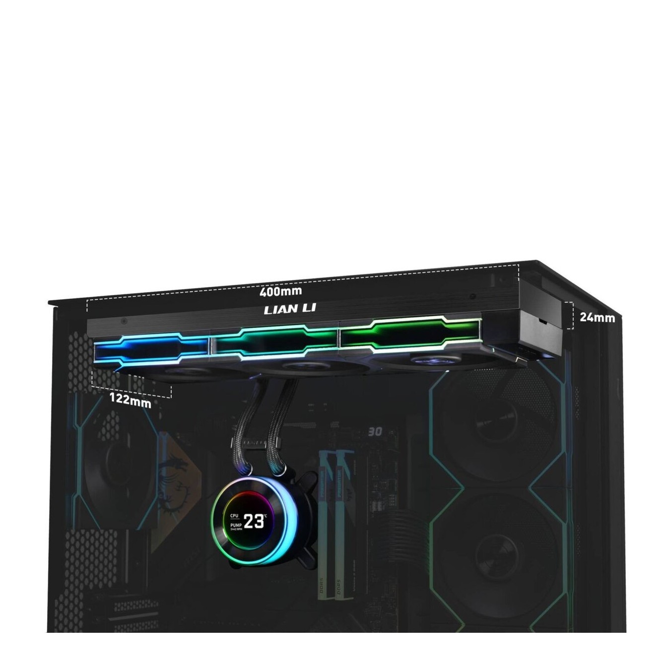 Lian Li HydroShift II LCD-C 360TL - HYDROSHIFT II LCD-C 360TL - Black, 360mm AIO CPU Cooler, 3x TL RGB Fans