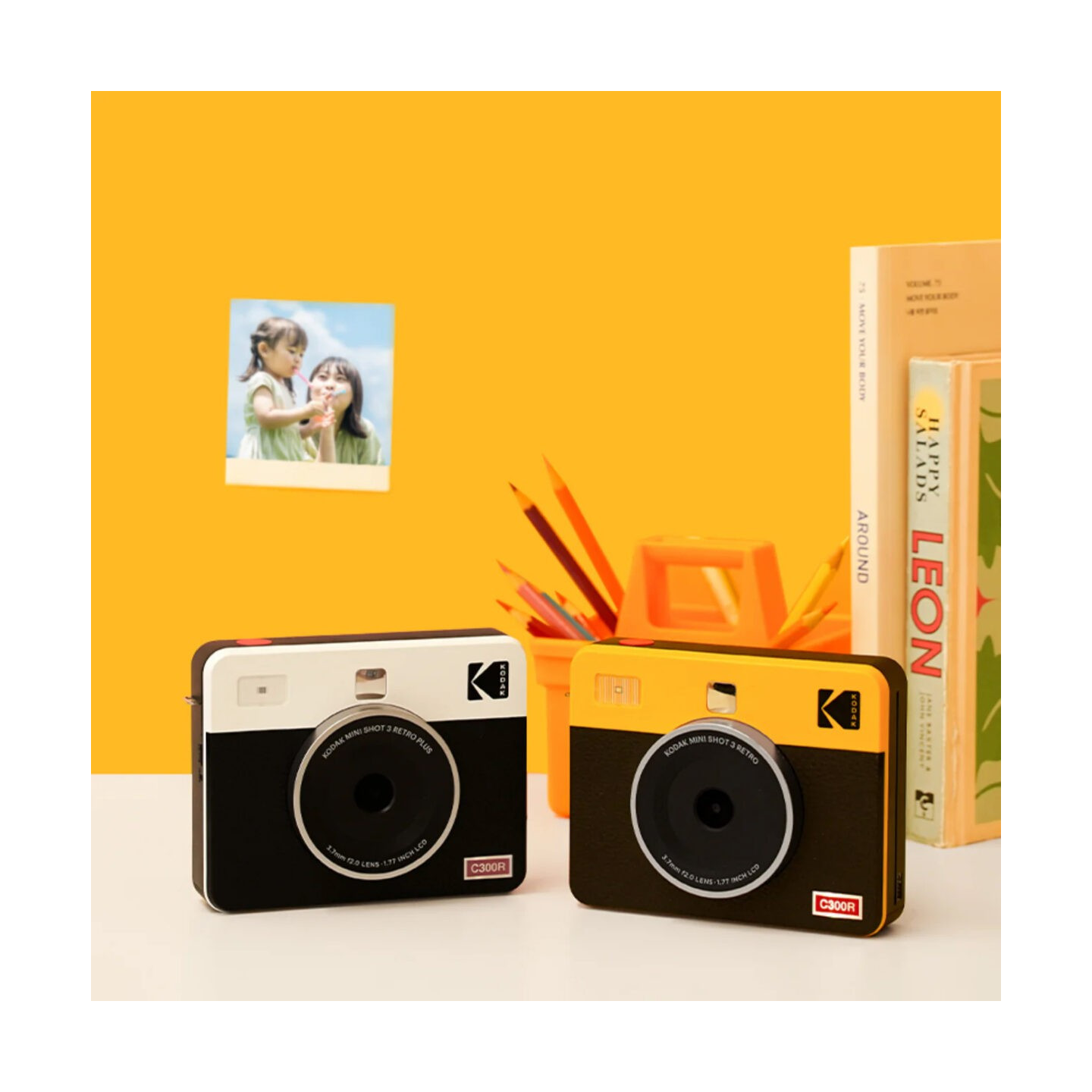 Kodak Mini Shot 3 Retro - Mini Shot 3 Retro - Instant Camera & Photo Printer (7.6 x 7.6 cm) BT + 8 Sheets