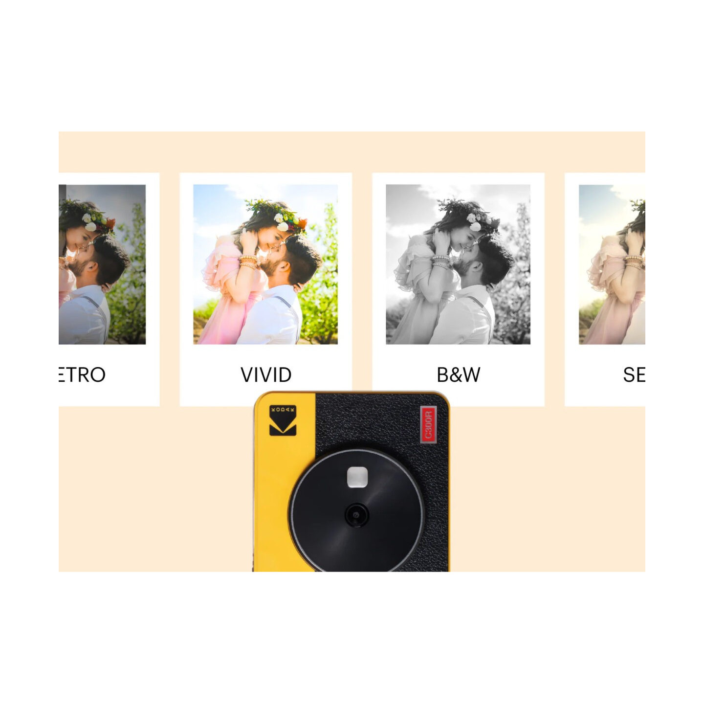 Kodak Mini Shot 3 Retro - Mini Shot 3 Retro - Instant Camera & Photo Printer (7.6 x 7.6 cm) BT + 8 Sheets