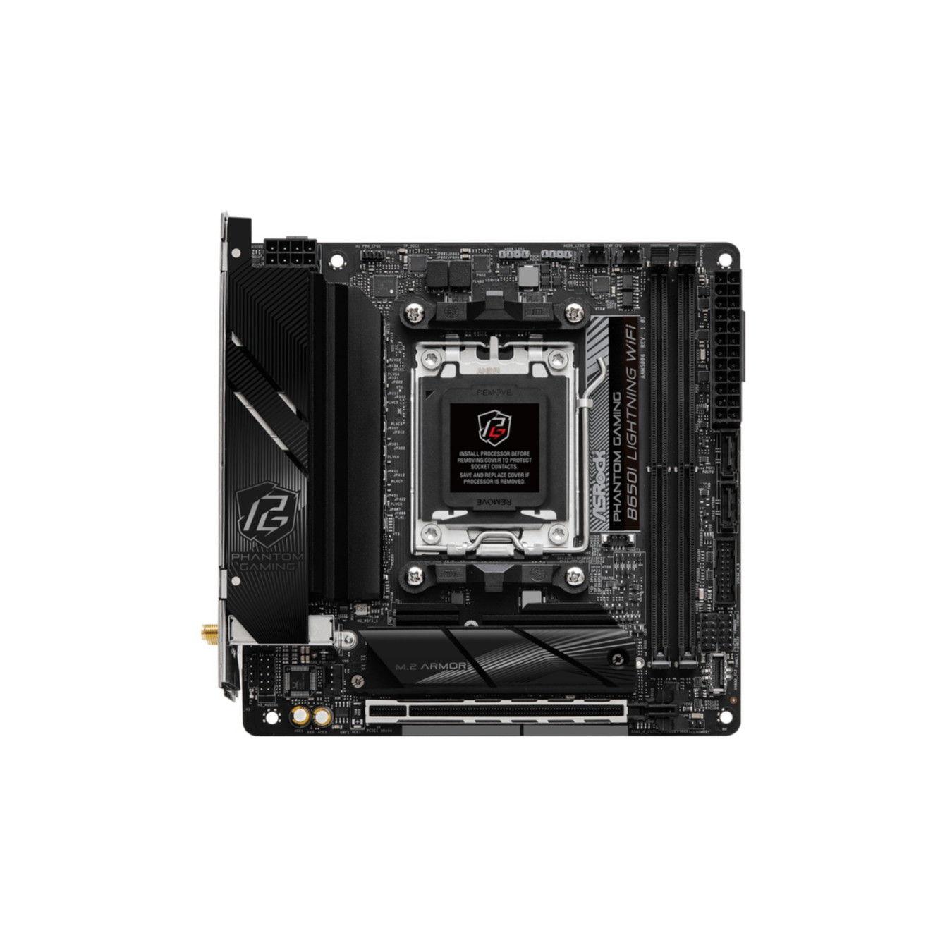 ASRock B650I Lightning WiFi - Mini-ITX AM5 Motherboard - DDR5, Wi-Fi 6E, 2.5Gb LAN, HDMI 2.1, 2x M.2 (Black)