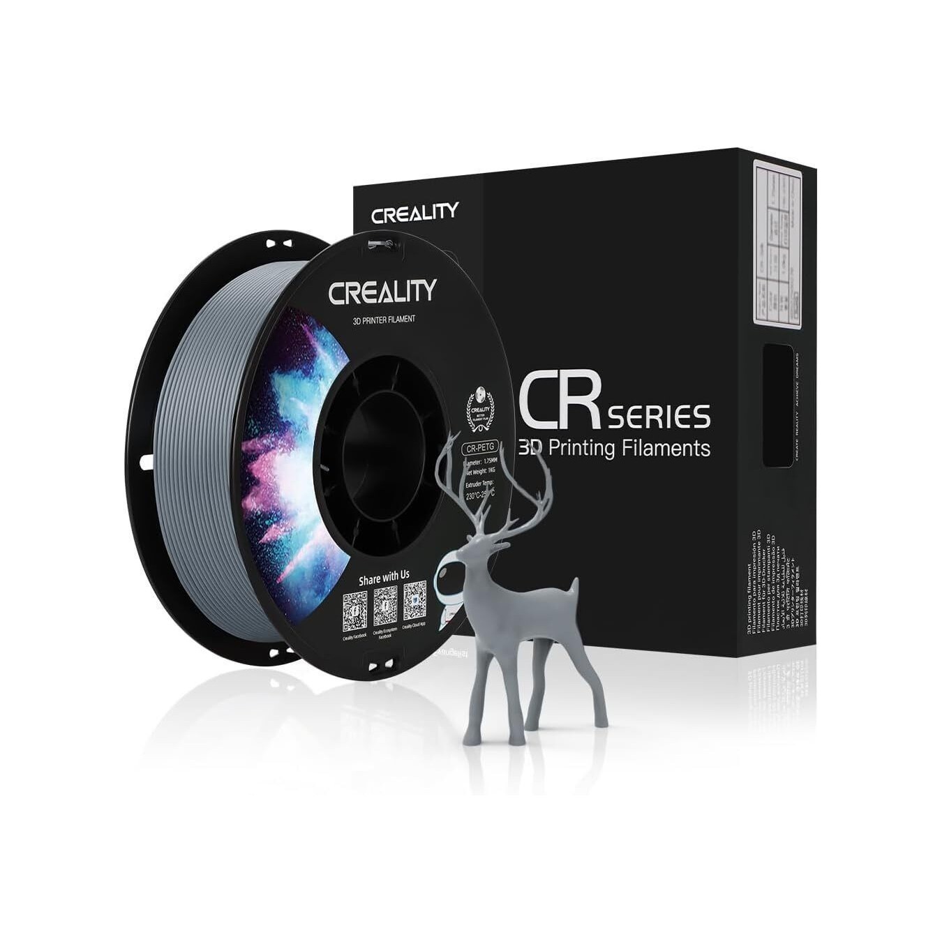 Creality CR-PETG Grey 3D Printer Filament - 3301030039 - Grey, 1.75mm, 1 kg, Hard Glossy — Buy in Cyprus with Fast Delivery