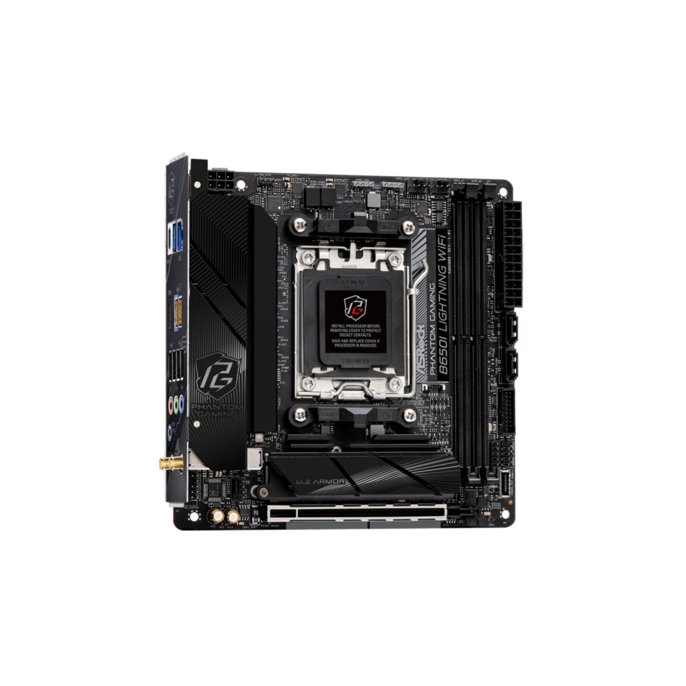 ASRock B650I Lightning WiFi - Mini-ITX AM5 Motherboard - DDR5, Wi-Fi 6E, 2.5Gb LAN, HDMI 2.1, 2x M.2 (Black)