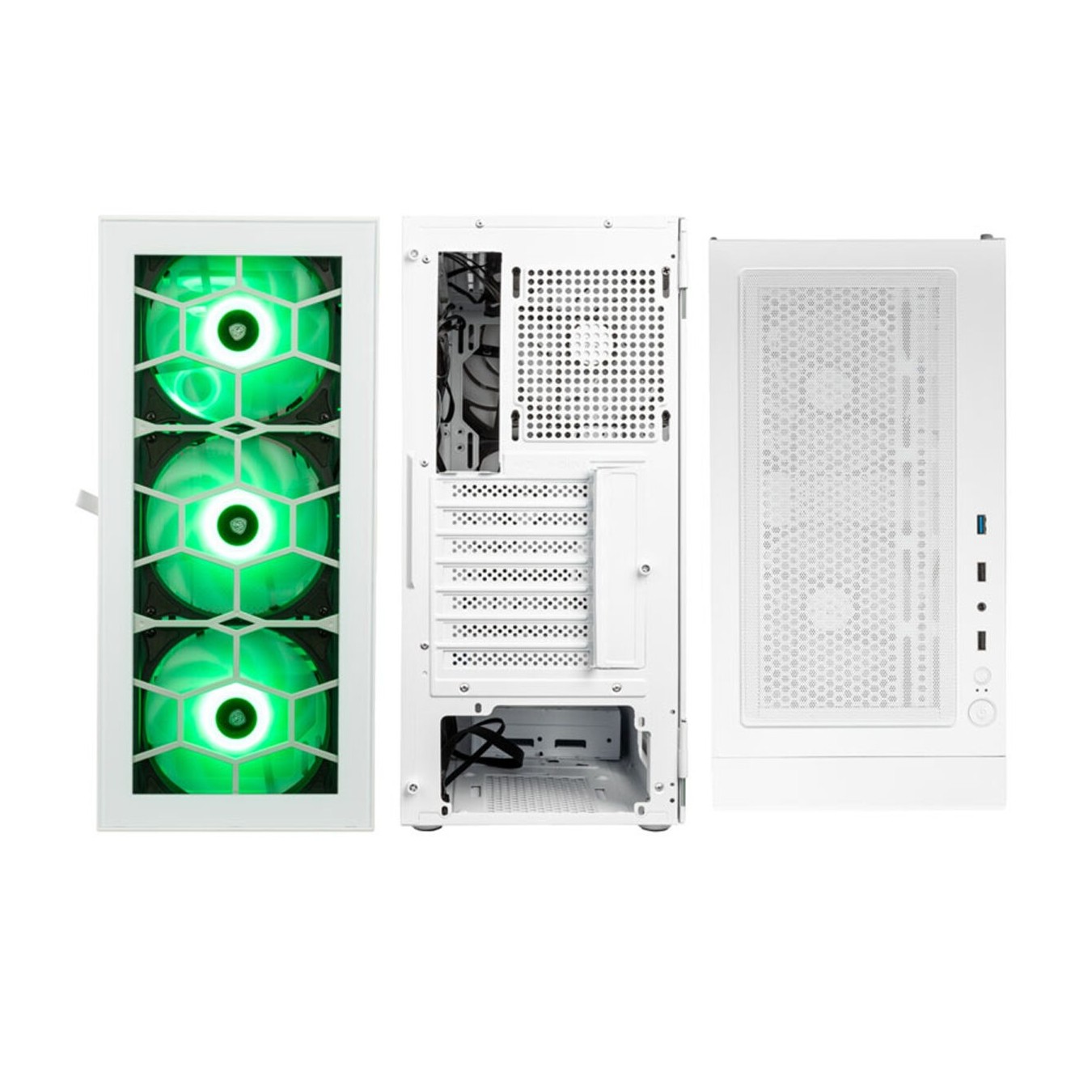 Kolink Observatory HF Glass ARGB Midi Tower Case White – 6 ARGB Fans | Armenius Store