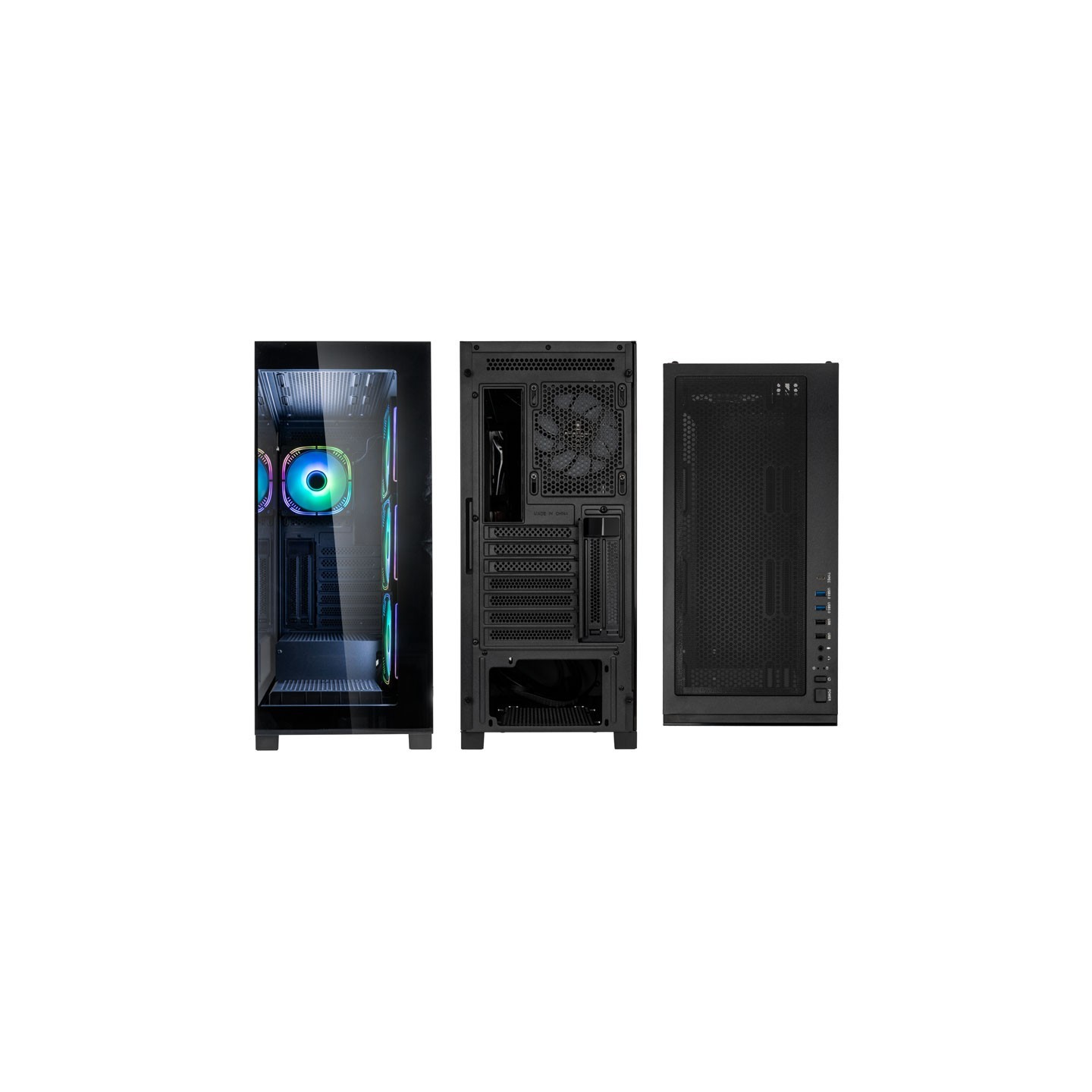 Kolink Unity Peak ARGB Midi Tower Showcase - Black - ATX, 400mm GPU Clearance, 4x Pre-Installed ARGB Fans