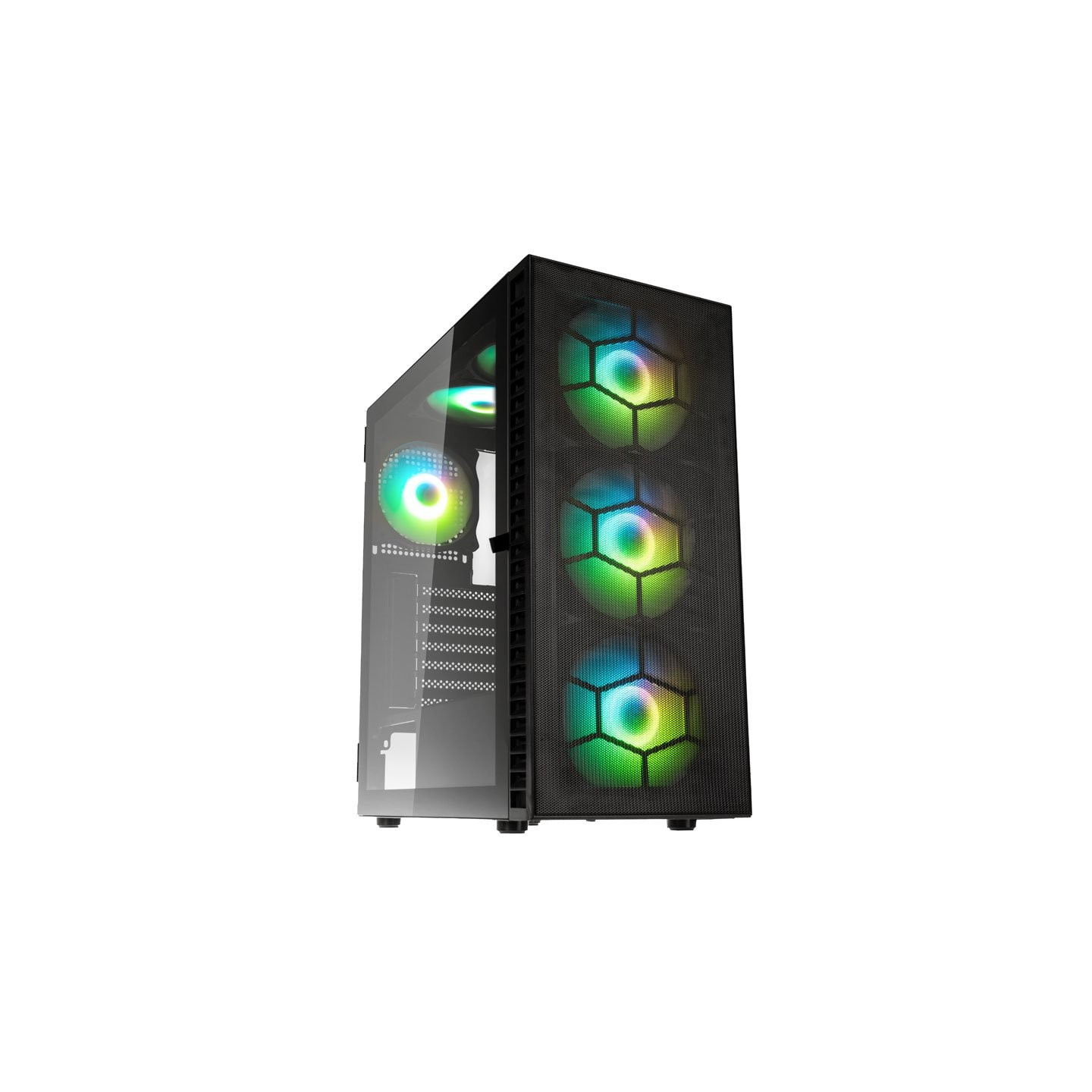 Kolink Observatory HF Plus Mesh ARGB Midi Tower Case Black with 6x ARGB PWM Fans (5x140mm 1x120mm) - 5999094006461 (Boxed)