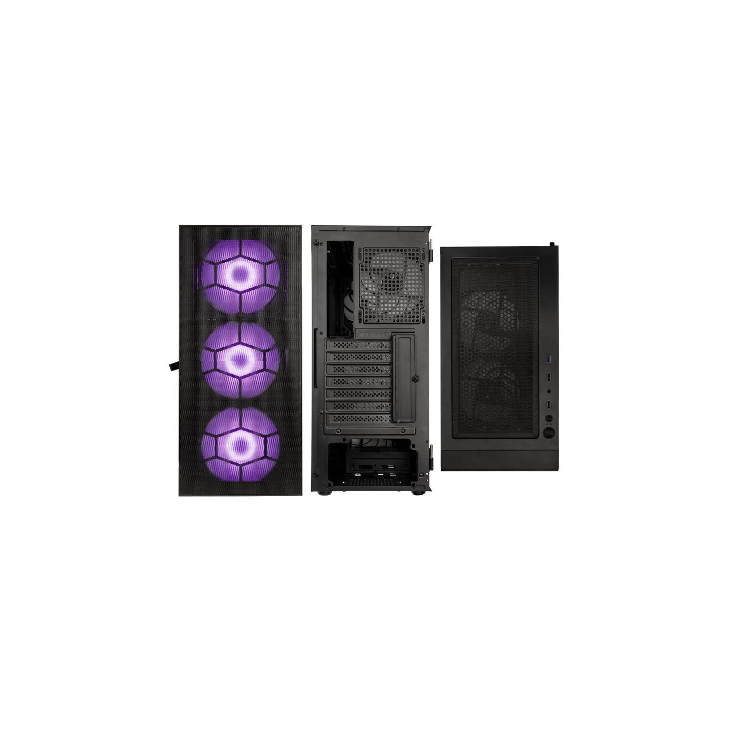 Kolink Observatory HF Plus Mesh ARGB Midi Tower Case Black with 6x ARGB PWM Fans (5x140mm 1x120mm) - 5999094006461 (Boxed)