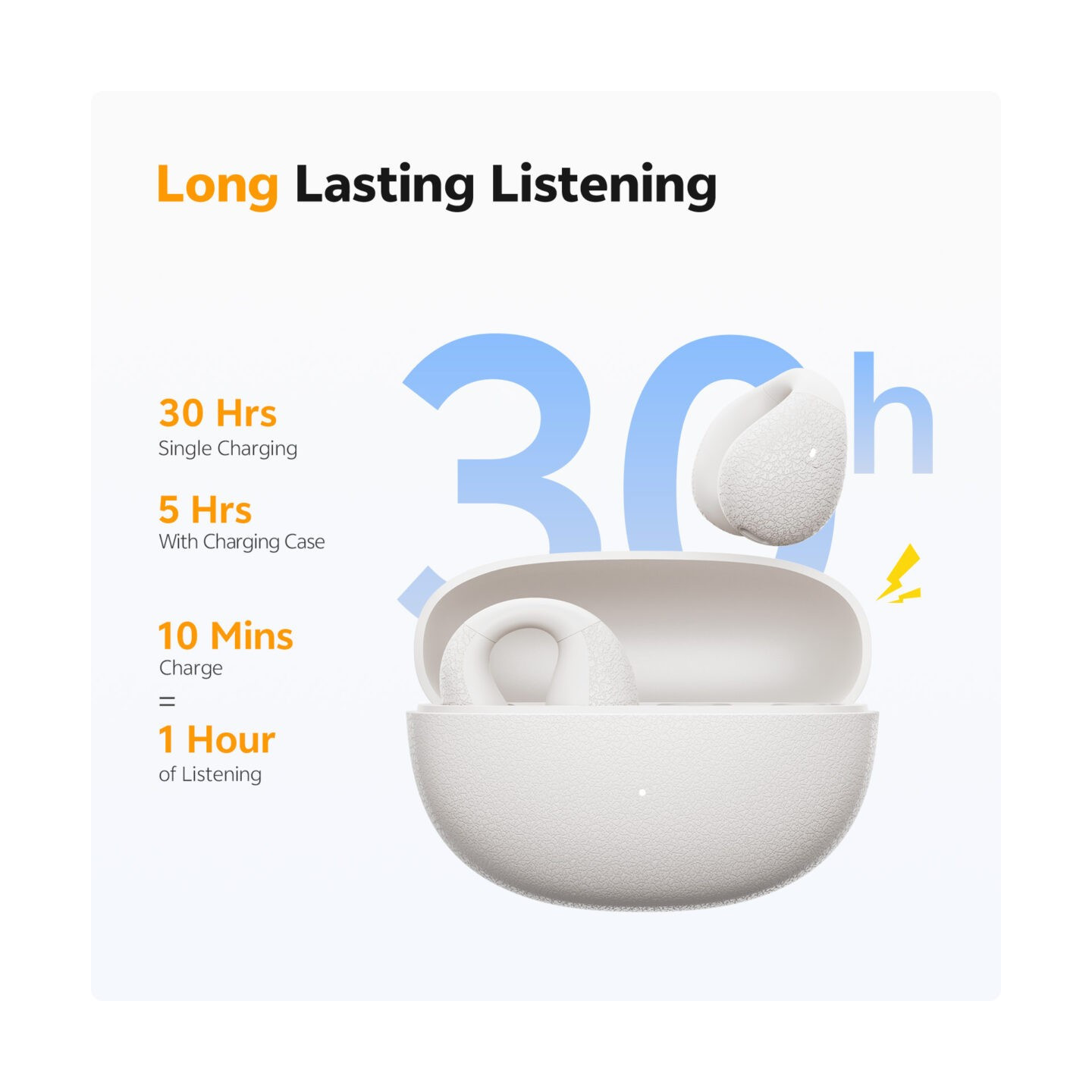 QCY Crossky C10 White Open Ear TPU Earclip - C10 - Open-Ear, BT 5.4, IPX5 — Buy in Cyprus with Fast Delivery