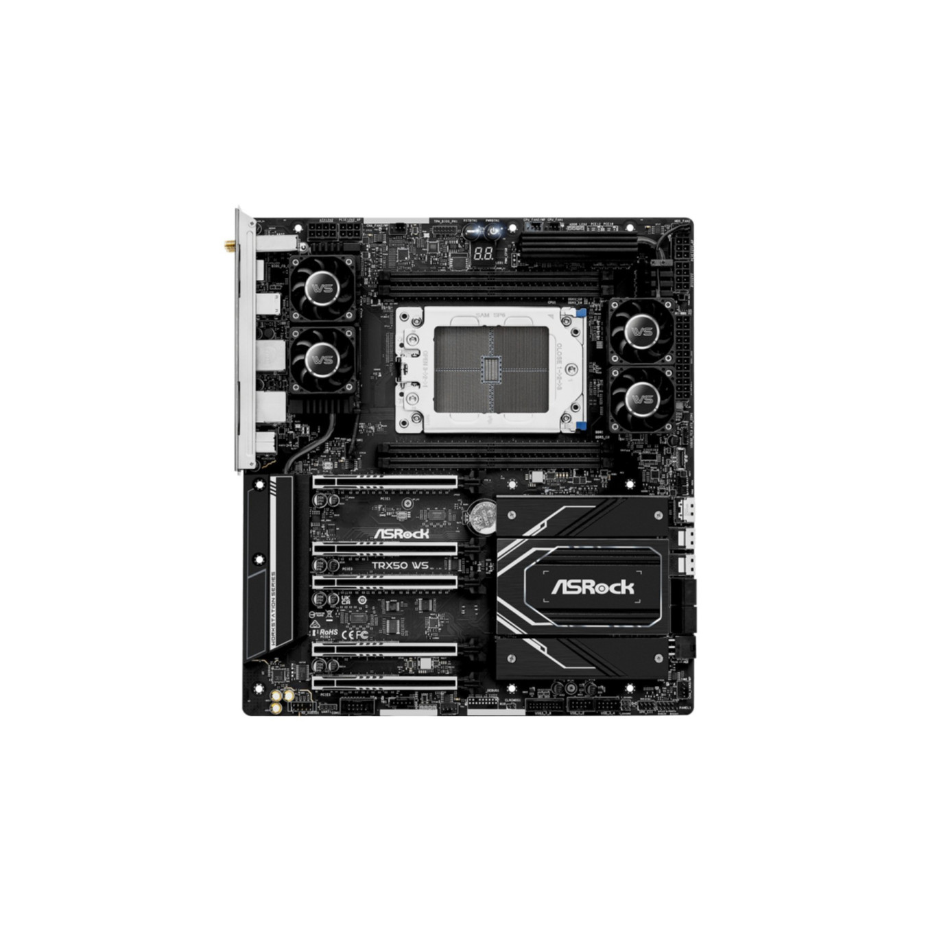 ASRock TRX50 WS - sTR5 E-ATX Workstation Motherboard - TRX50 Chipset, 18+3+3 Power Phases, 20K Capacitors