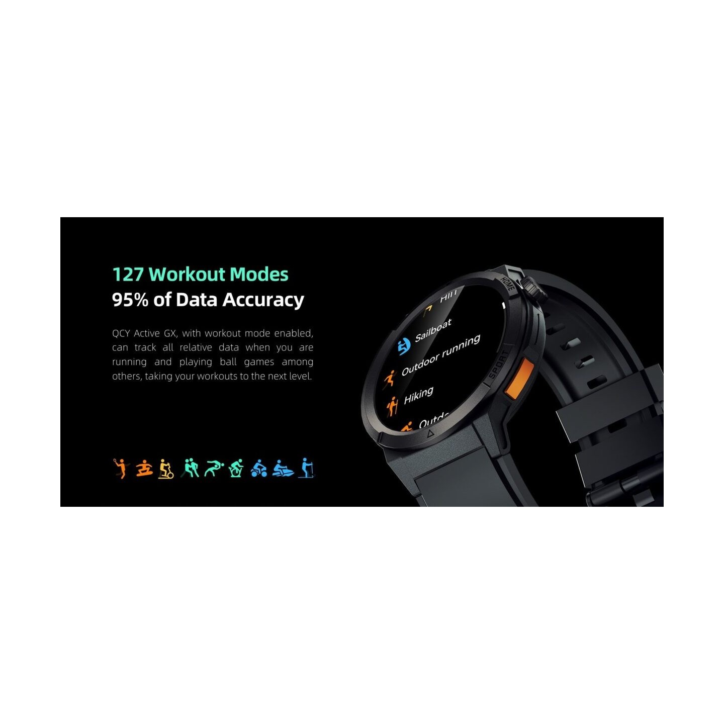 QCY Active GX Watch - S12 - Black, 1.43\" AMOLED, 466x466, IP68, Bluetooth Calling — Buy in Cyprus with Fast Delivery