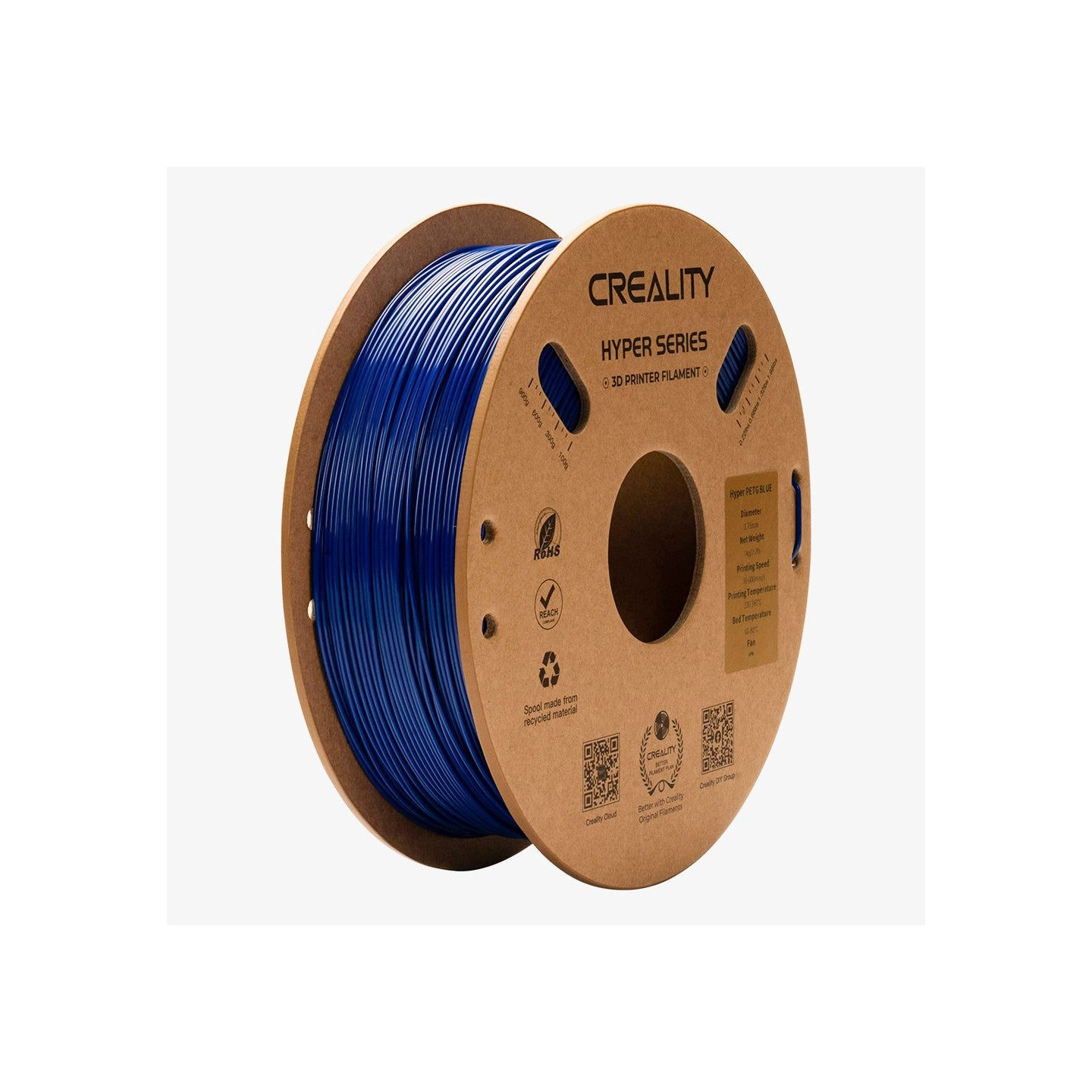 Creality Hyper-PETG Blue 3D Printer Filament - 1 kg spool - Blue, Fast print up to 300 mm/s, UV/Chemical Resistant