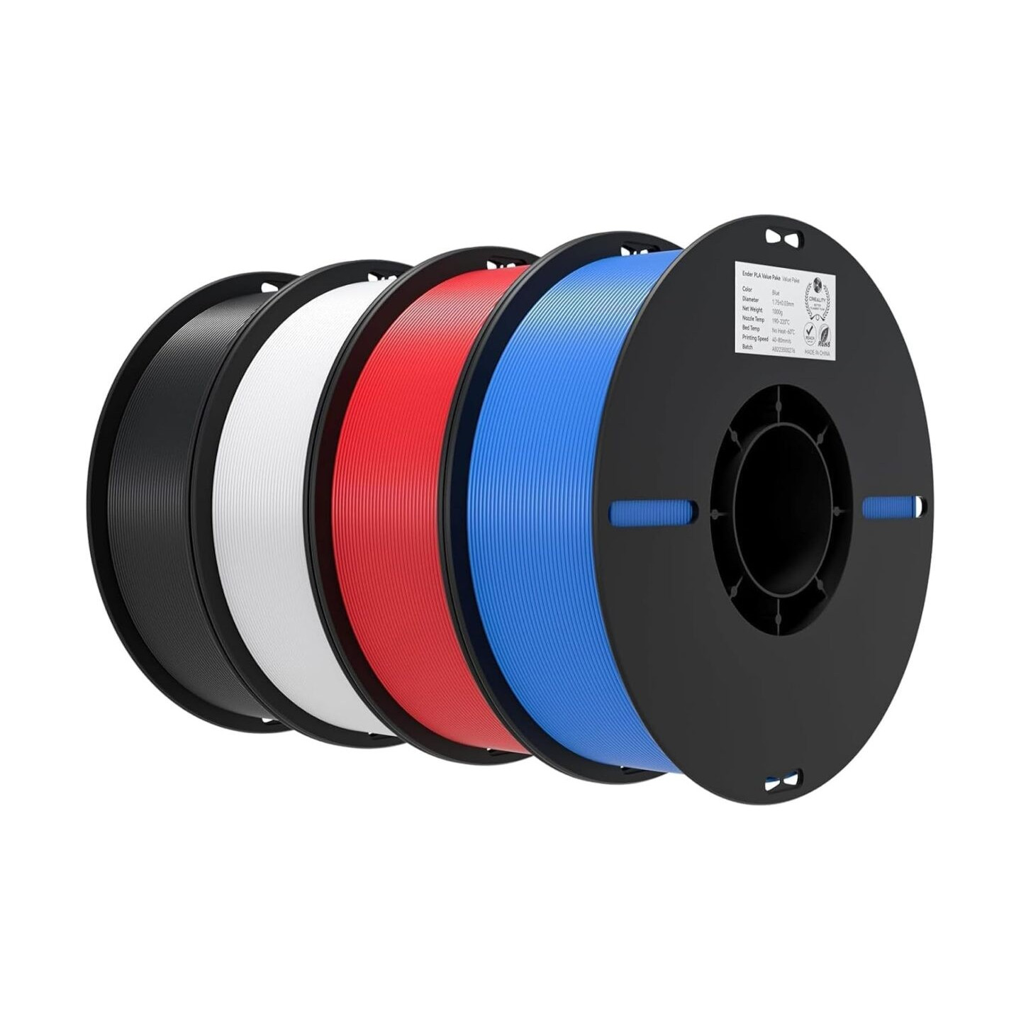 Creality EN-PLA Value Pack 4kg - 3301010474 - 1.75mm PLA filament Multi-color (Black, White, Red, Blue)