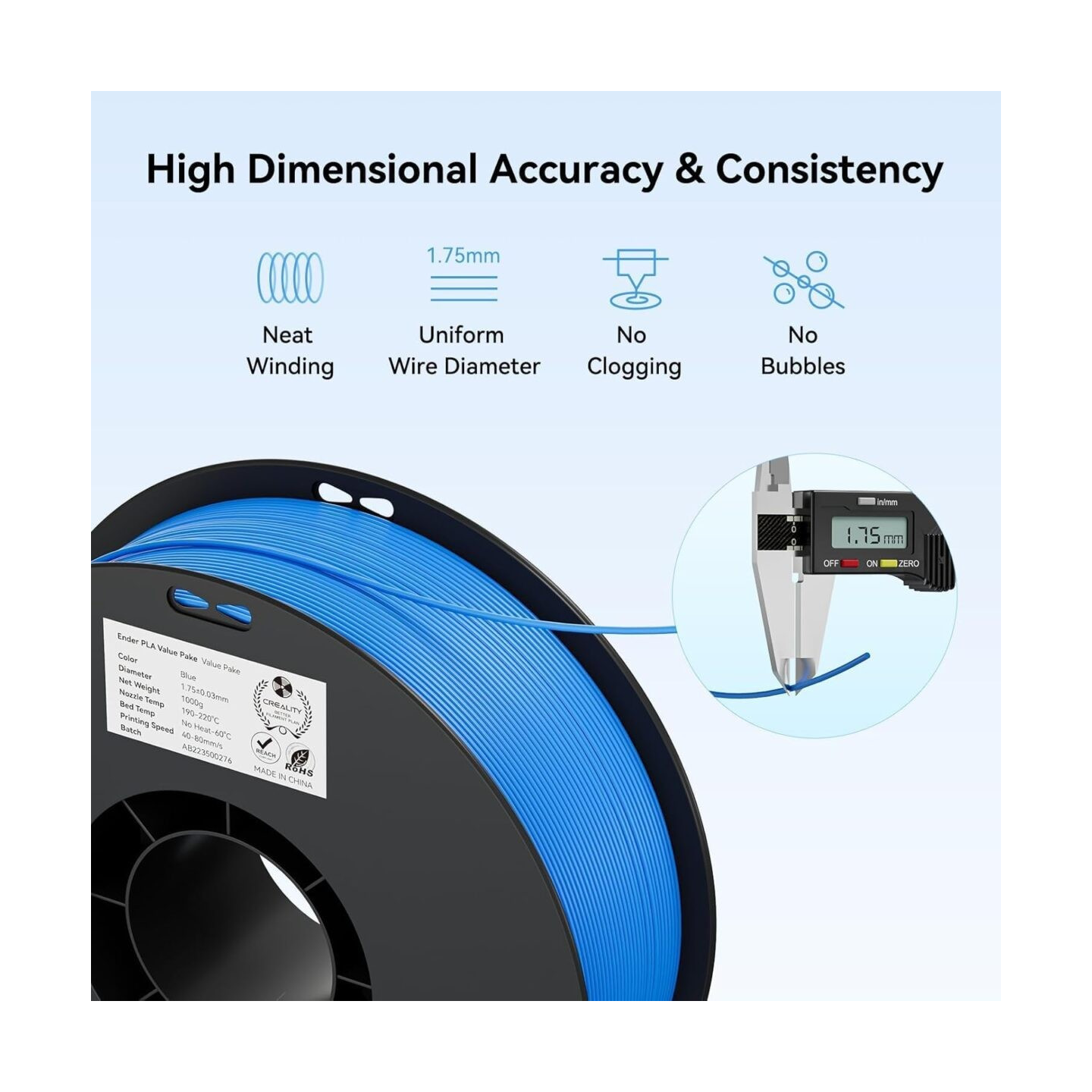 Creality EN-PLA Value Pack 4kg - 3301010474 - 1.75mm PLA filament Multi-color (Black, White, Red, Blue)