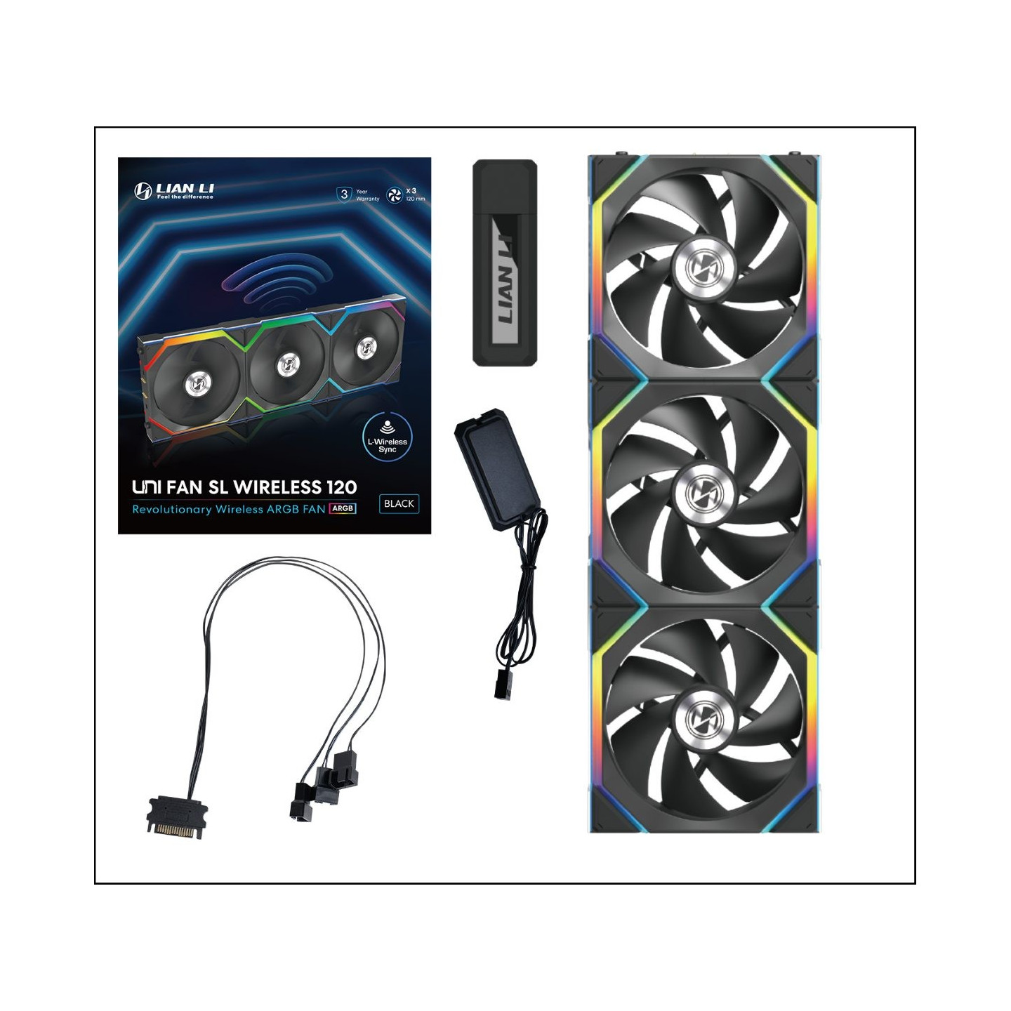 Lian Li UNIFAN SL Wireless 120 3-Pack Black w/ Controller (Boxed) — Buy in Cyprus with Fast Delivery