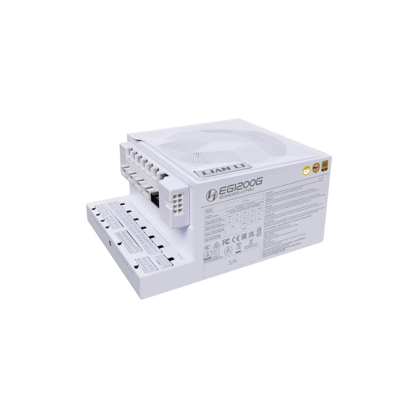 Lian Li EDGE GOLD 1200W 80 Plus Gold Fully Modular ATX PSU White - ATX 3.1 Compatible (G9P.EG1200G.WH0)
