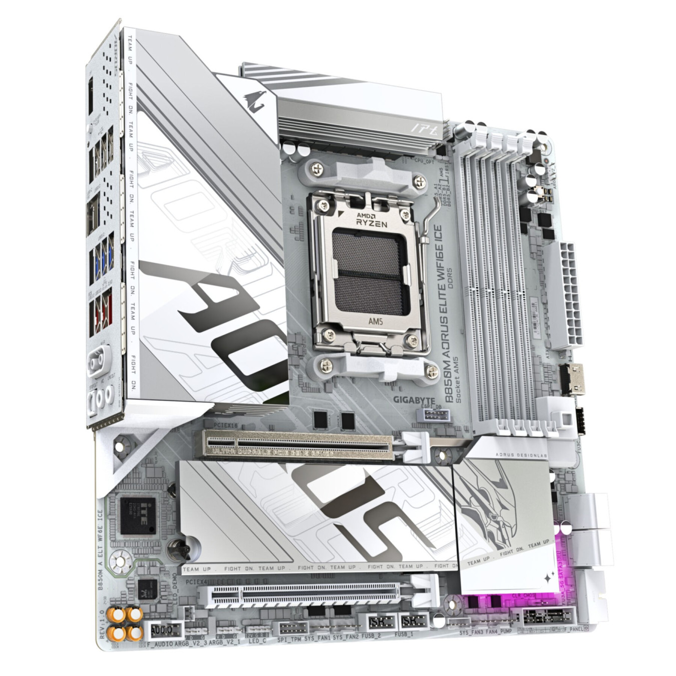GIGABYTE GA-B850M A ELT WF6E ICE (AM5) - microATX AM5 DDR5 Motherboard, 4x DIMM, Up to 256GB