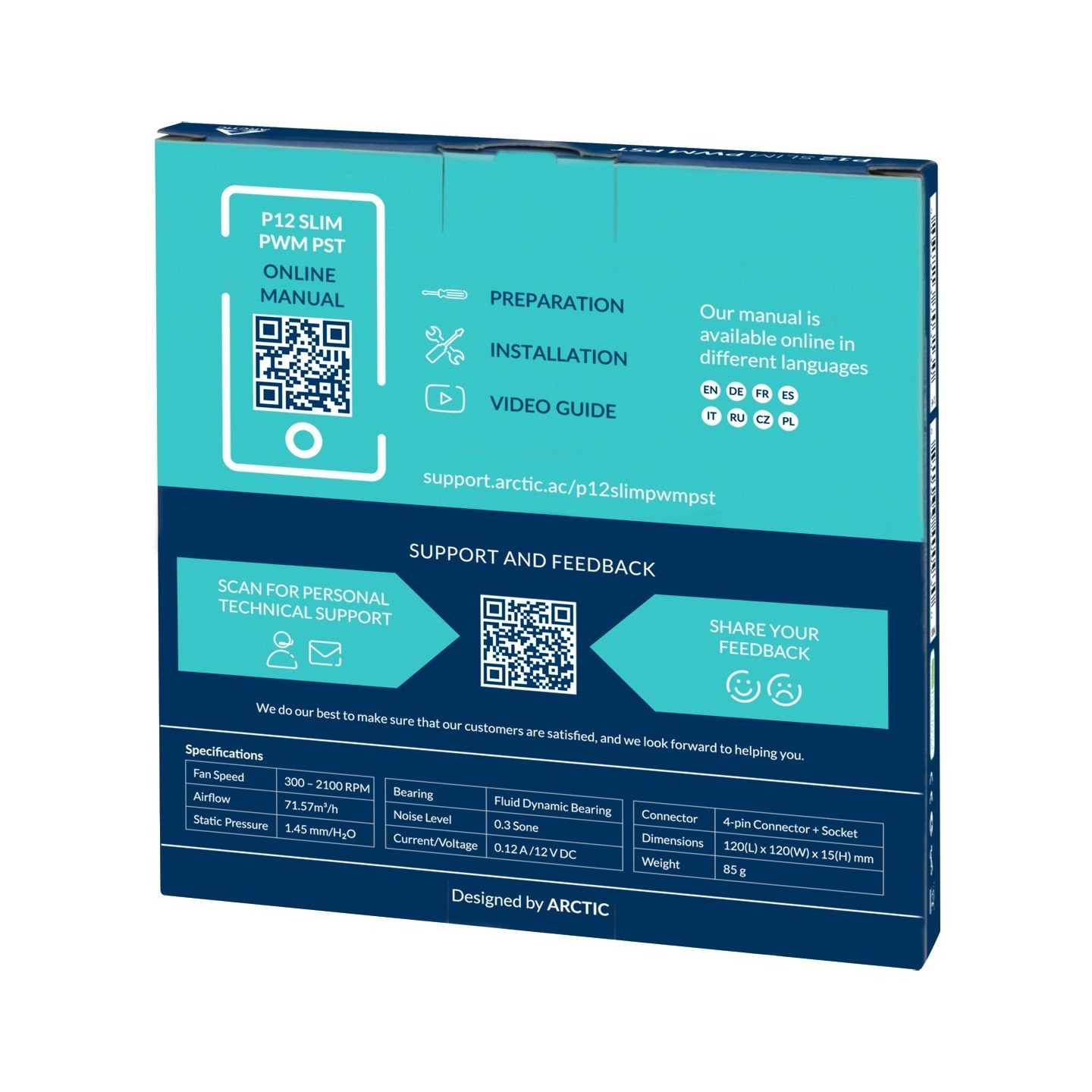 Arctic P12 Slim PWM PST 120mm Case Fan - 15mm Low Profile (Retail) — Buy in Cyprus with Fast Delivery