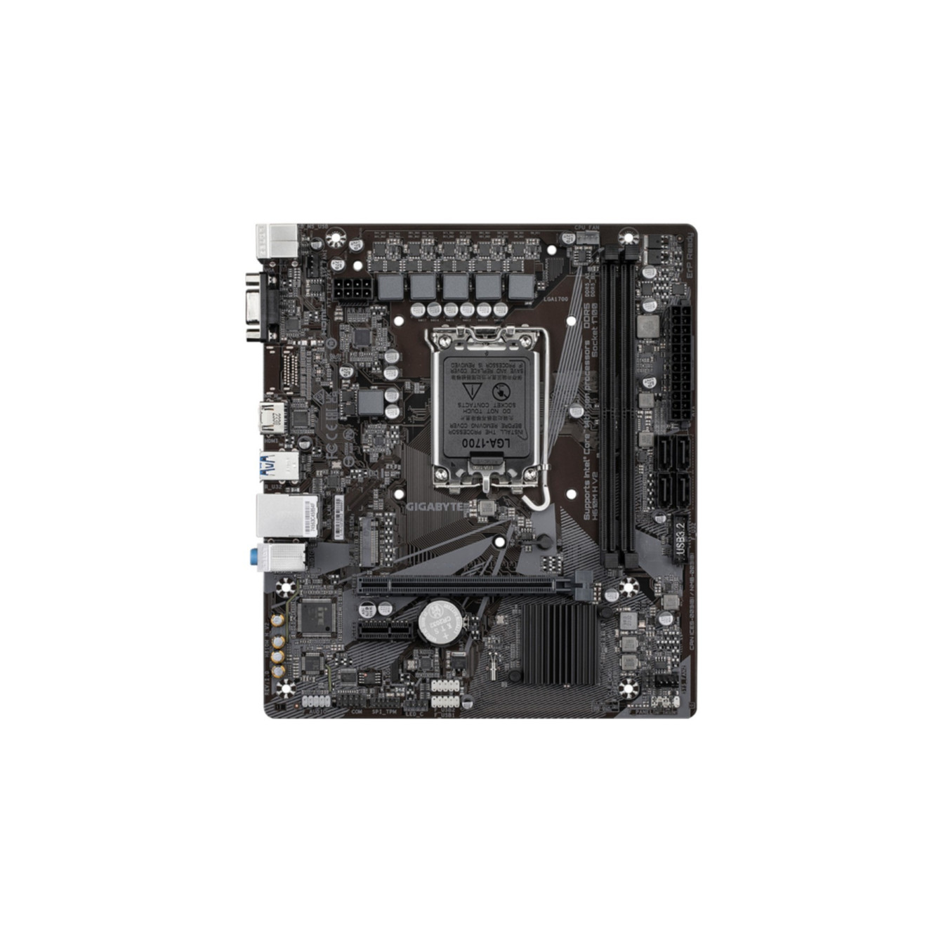 GIGABYTE GA-H610M H V2 - LGA1700 Micro-ATX Motherboard, Intel H610, DDR5, 2x DIMM (Up to 96GB)