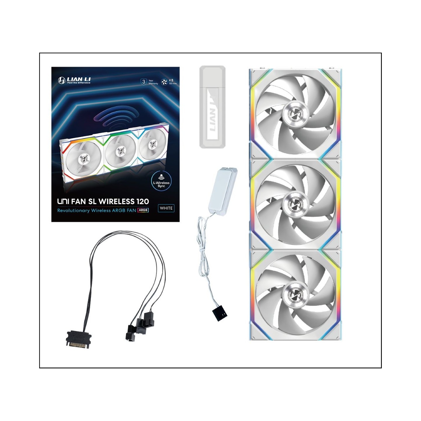 Lian Li UNI FAN SL Wireless 120 - 3x120mm ARGB White with Controller (Boxed) — Buy in Cyprus with Fast Delivery