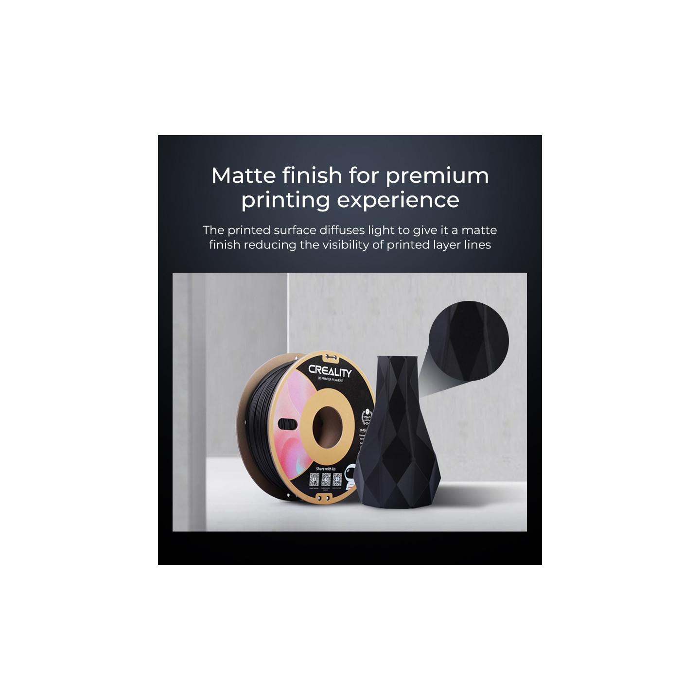 CREALITY CR-PLA Matte Grey - 3301010299 - 1.75mm PLA Filament, 1 kg spool, matte finish — Buy in Cyprus with Fast Delivery