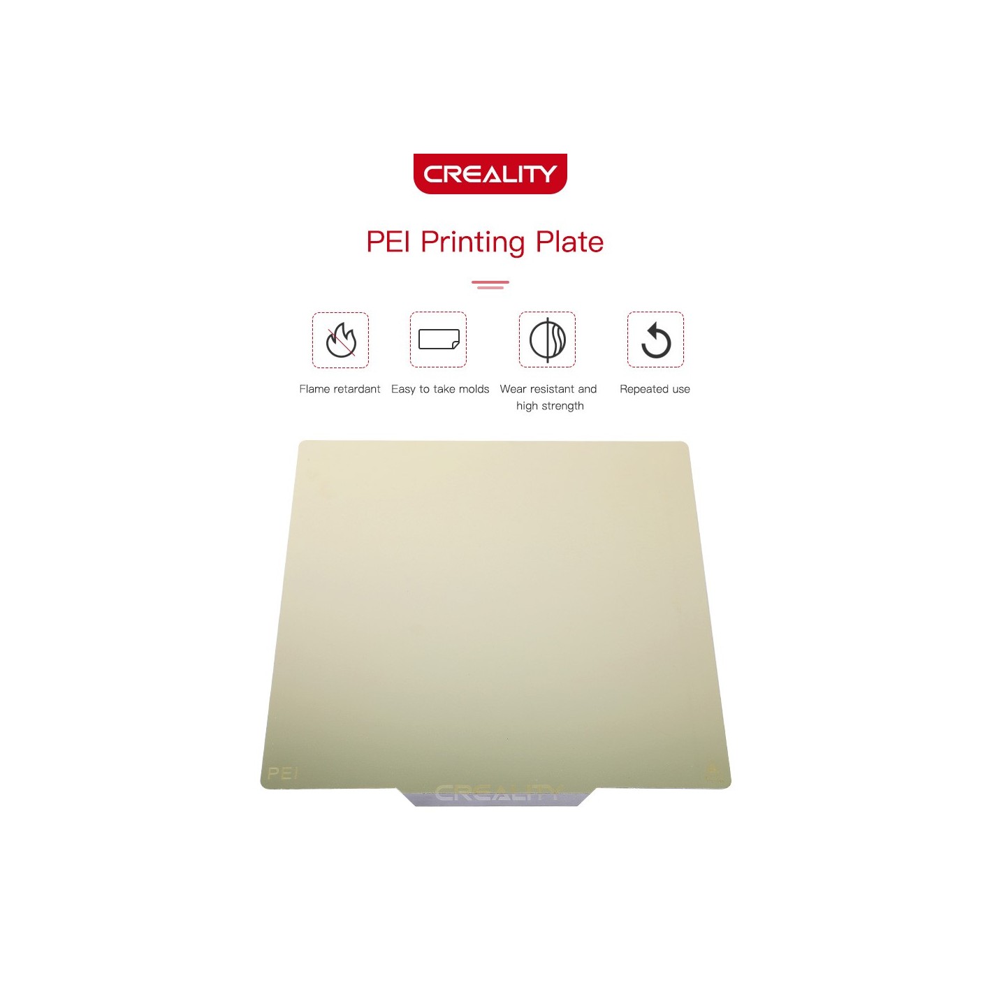 Creality PEI Plate Kit Glossy Surface 235x235x1mm for Ender-3/3 Pro/3S, Ender-5, CR-20 PRO/CR-20