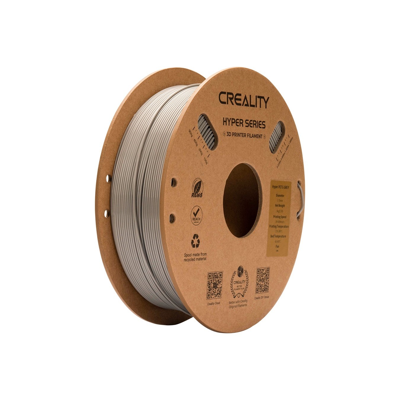 Creality Hyper-PETG Grey 1.75mm Filament - Grey, 1kg — Buy in Cyprus with Fast Delivery