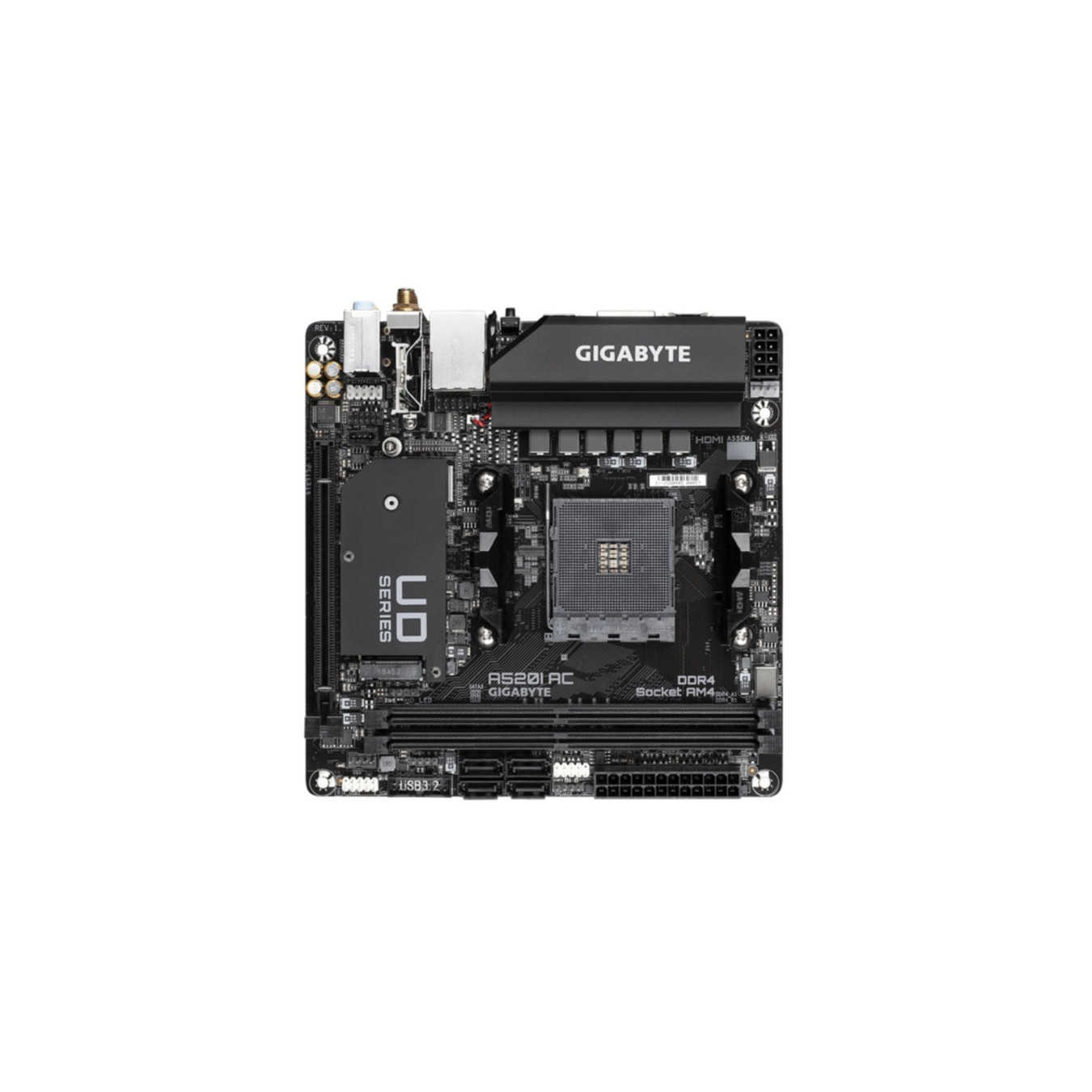 Gigabyte GA-A520I-AC - Mini-ITX AM4 Motherboard - AMD A520, DDR4 up to 64GB, Wi-Fi 5, Bluetooth 4.2, HDMI 2.1