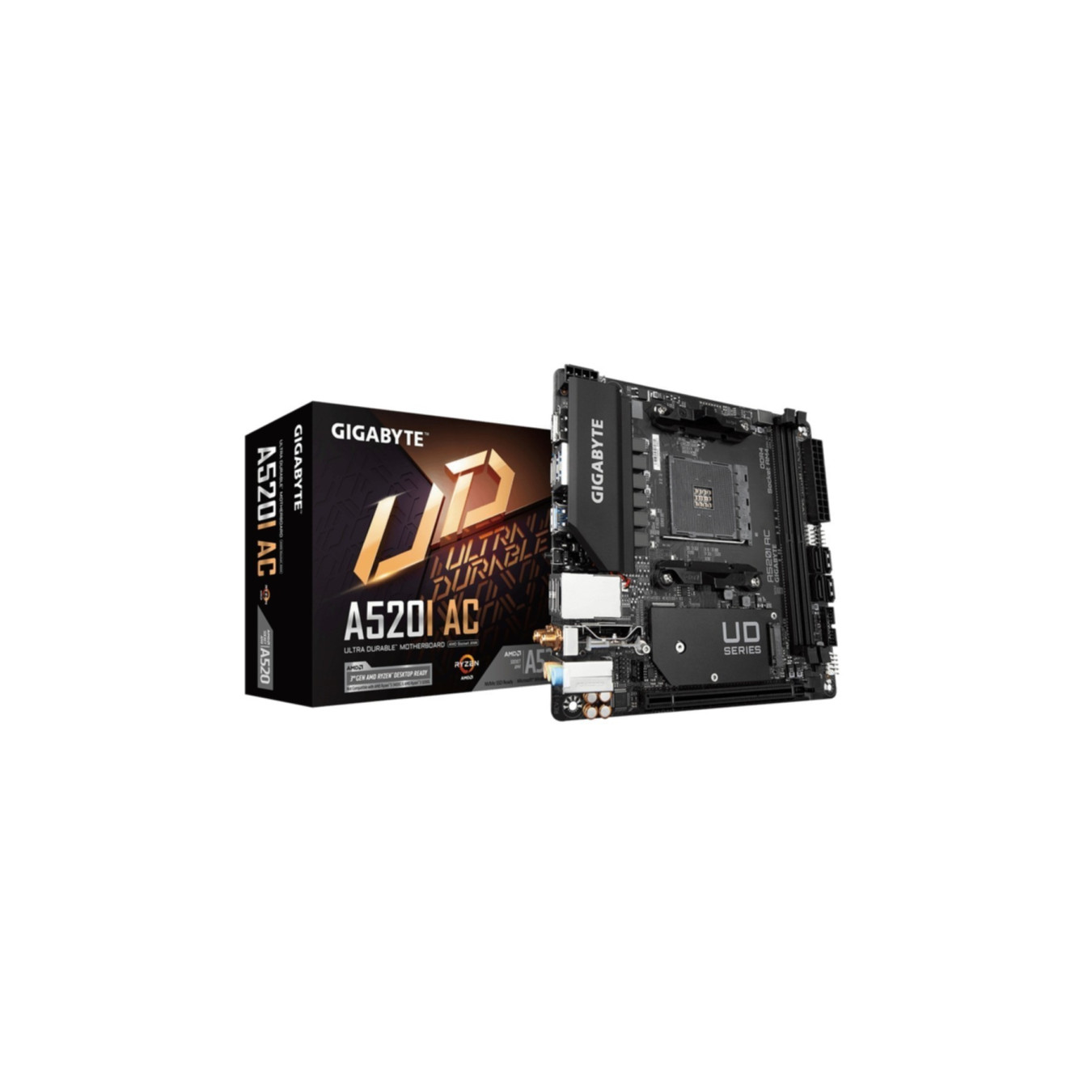 Gigabyte GA-A520I-AC - Mini-ITX AM4 Motherboard - AMD A520, DDR4 up to 64GB, Wi-Fi 5, Bluetooth 4.2, HDMI 2.1