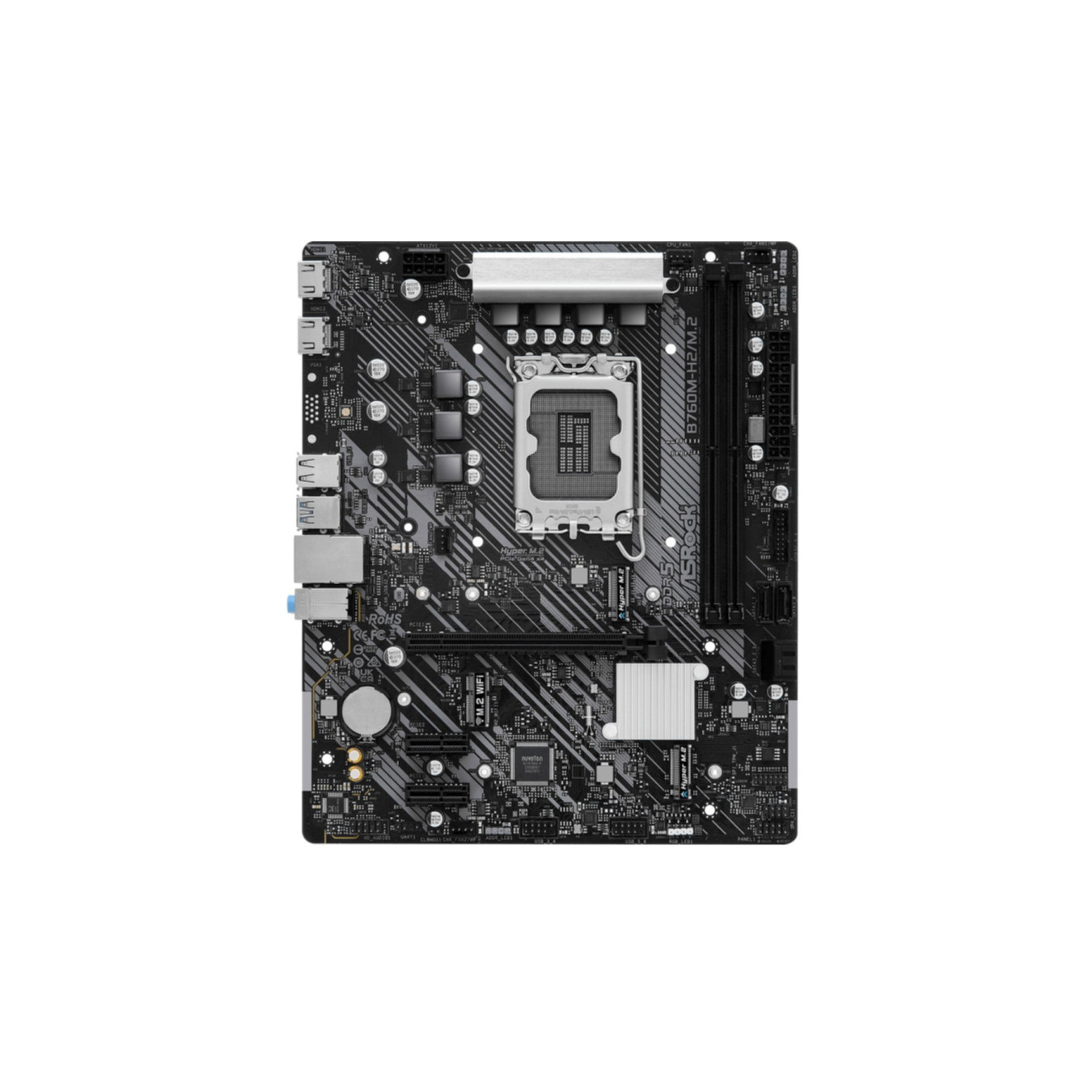 ASRock B760M-H2 M.2 - LGA1700 Micro-ATX Motherboard, Intel B760, DDR5 up to 128GB, 2x M.2, 2.5GbE, HDMI 2.1