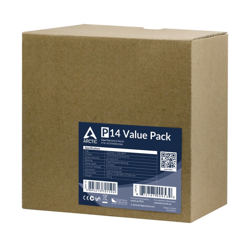 Buy ARCTIC Lüfter 140 140 25 P14 - P14 (14 cm, 1700 RPM, 0.3 sone, 123.76 m³/h... in Cyprus, Nicosia, Limassol, Larnaka, Pafos