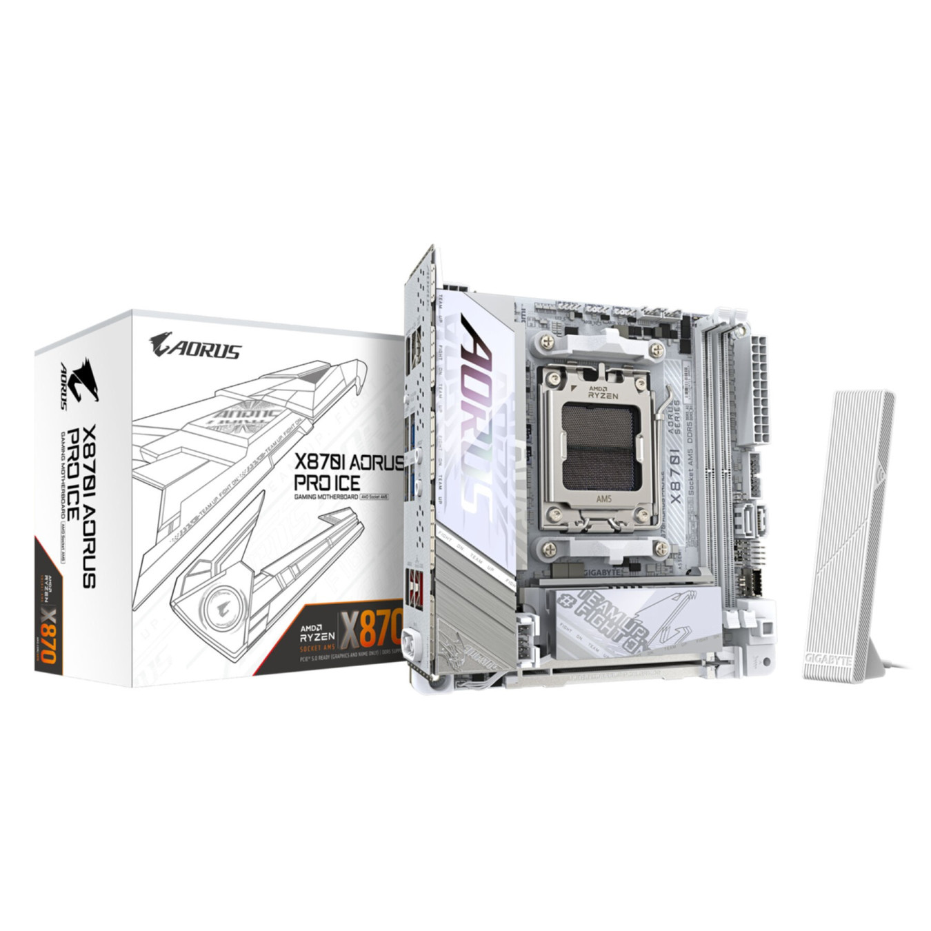 GIGABYTE AORUS PRO ICE GA-X870I - Mini-ITX AM5 Motherboard, DDR5, Dual DIMM, 128GB Max — Buy in Cyprus with Fast Delivery