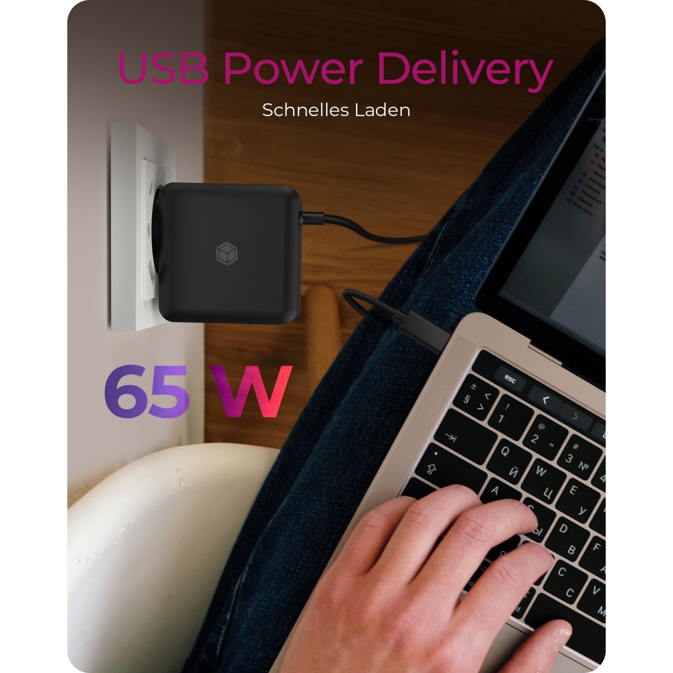 ICY BOX USB-C 65W Notebook Power Supply - IB-PS101-PD - Black, 1.5 m Cable, EU Plug, Indoor — Buy in Cyprus with Fast Delivery