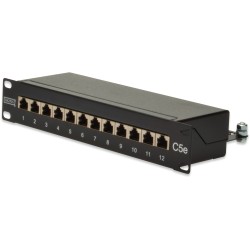 Buy DIGITUS Patchpanel 1U 12-Port Cat5e ClassD Shielded - Black in Cyprus, Nicosia, Limassol, Larnaka, Pafos