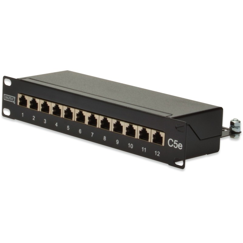 Buy DIGITUS Patchpanel 1U 12-Port Cat5e ClassD Shielded - Black in Cyprus, Nicosia, Limassol, Larnaka, Pafos