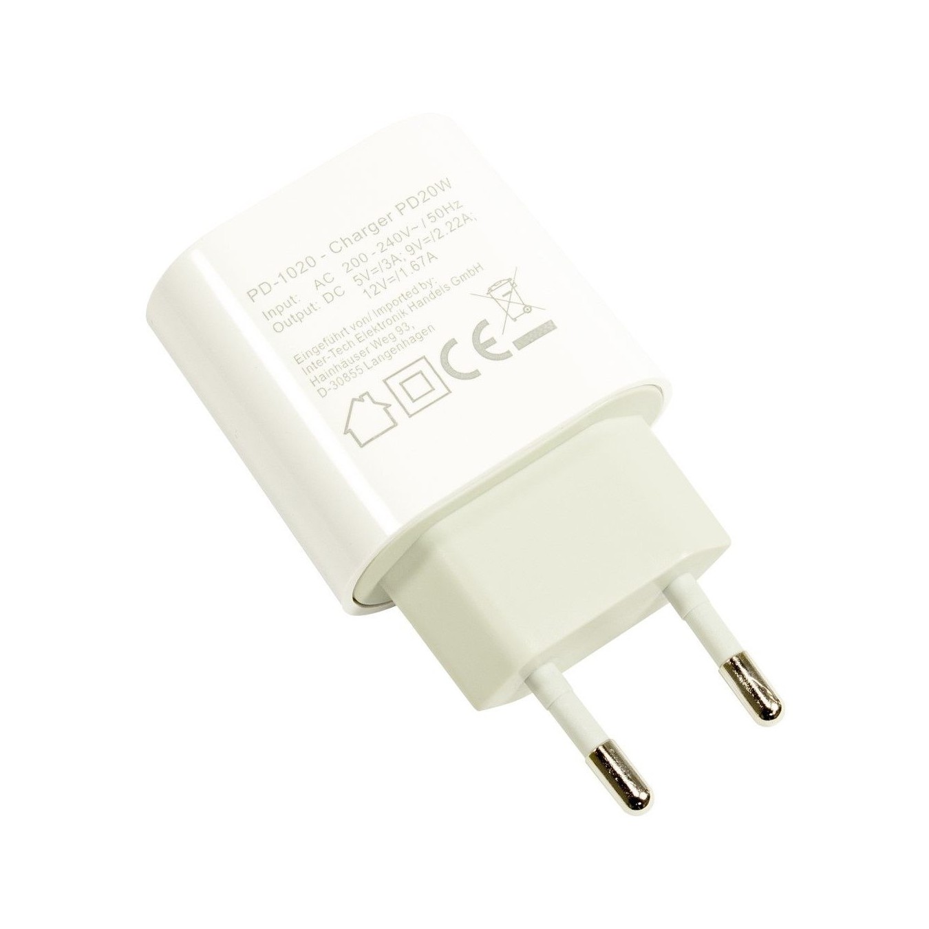 Charger USB-C 20W Quick Charge INTER-TECH - PD-1020 - White, USB-C, 20W — Buy in Cyprus with Fast Delivery
