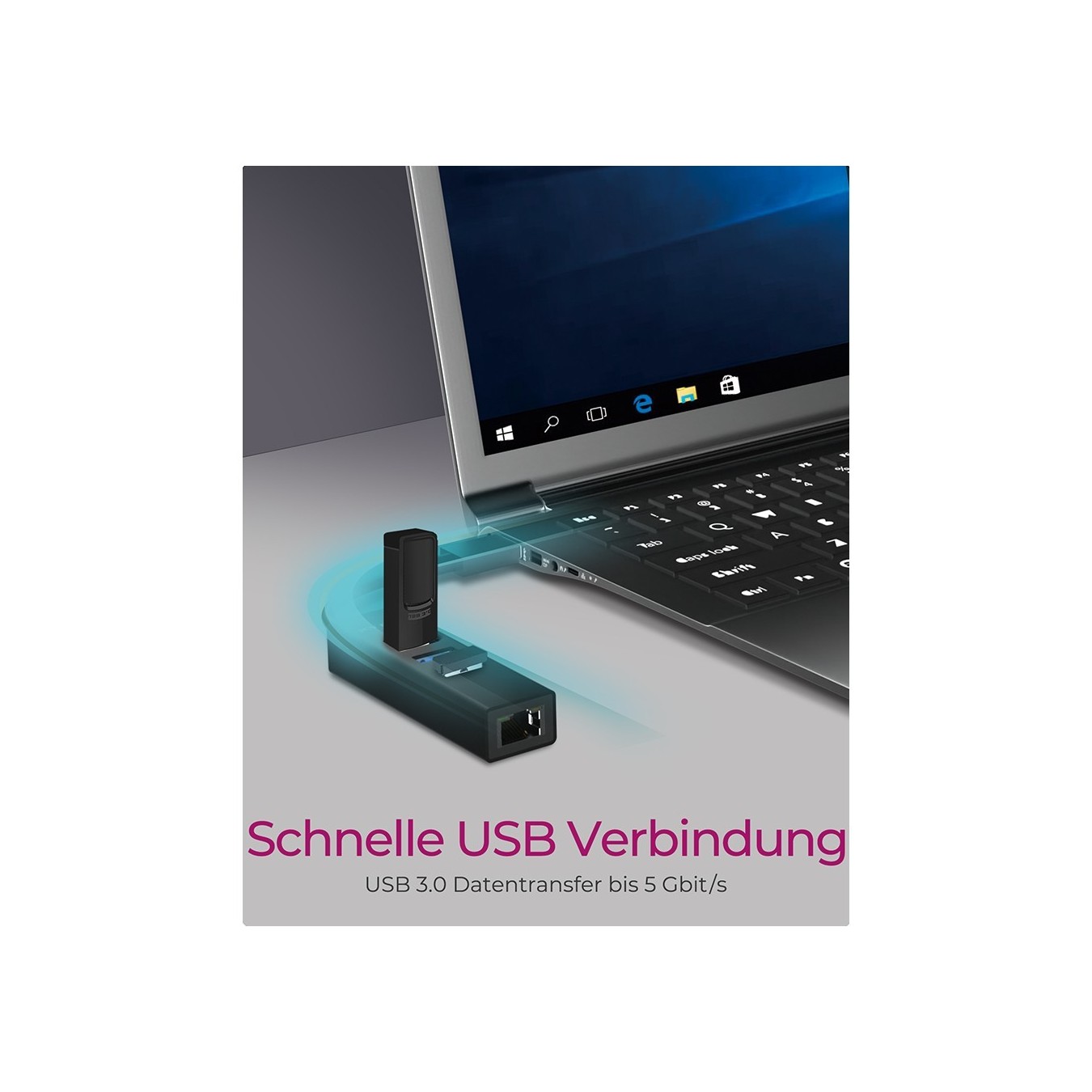 ICY BOX IB-HUB1419-LAN USB 3.0 USB-C HUB 3xUSB 3.0 1xGigabit LAN - IB-HUB1419-LAN - Black Aluminium