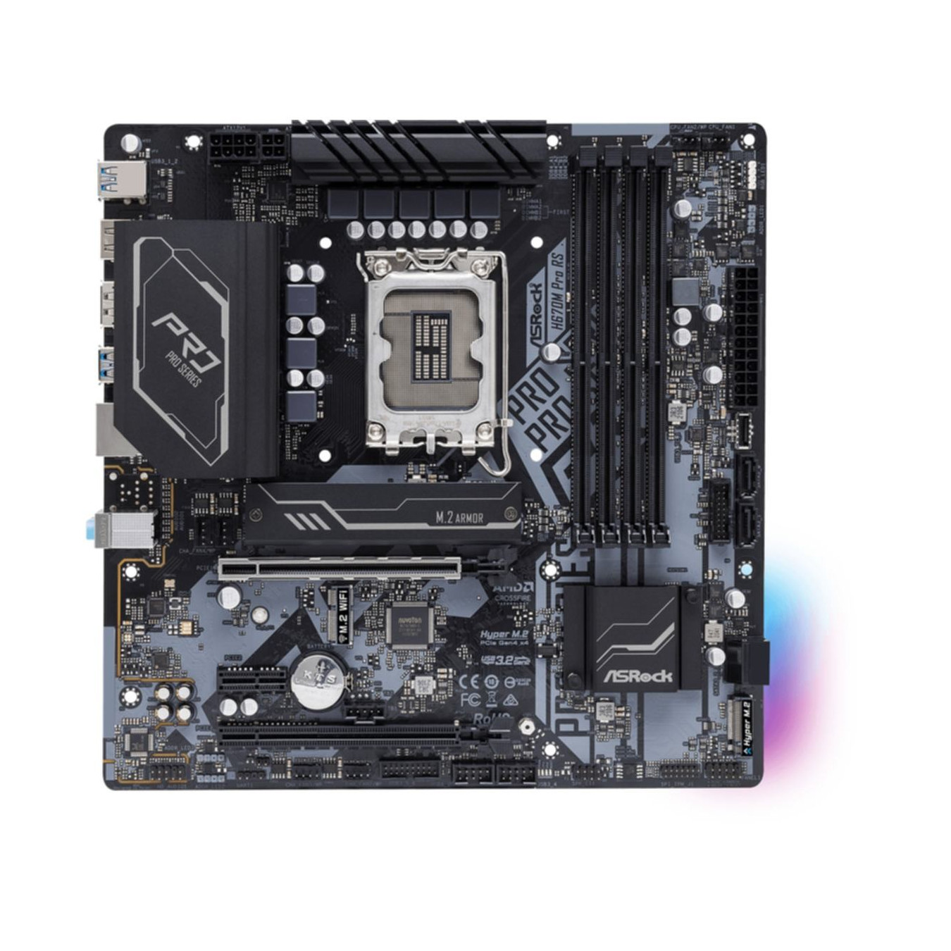 ASRock H670M Pro RS - H670M PRO RS - LGA1700 Micro-ATX, Intel H670, DDR4 up to 128GB, 2x M.2, 4x SATA, HDMI 2.1