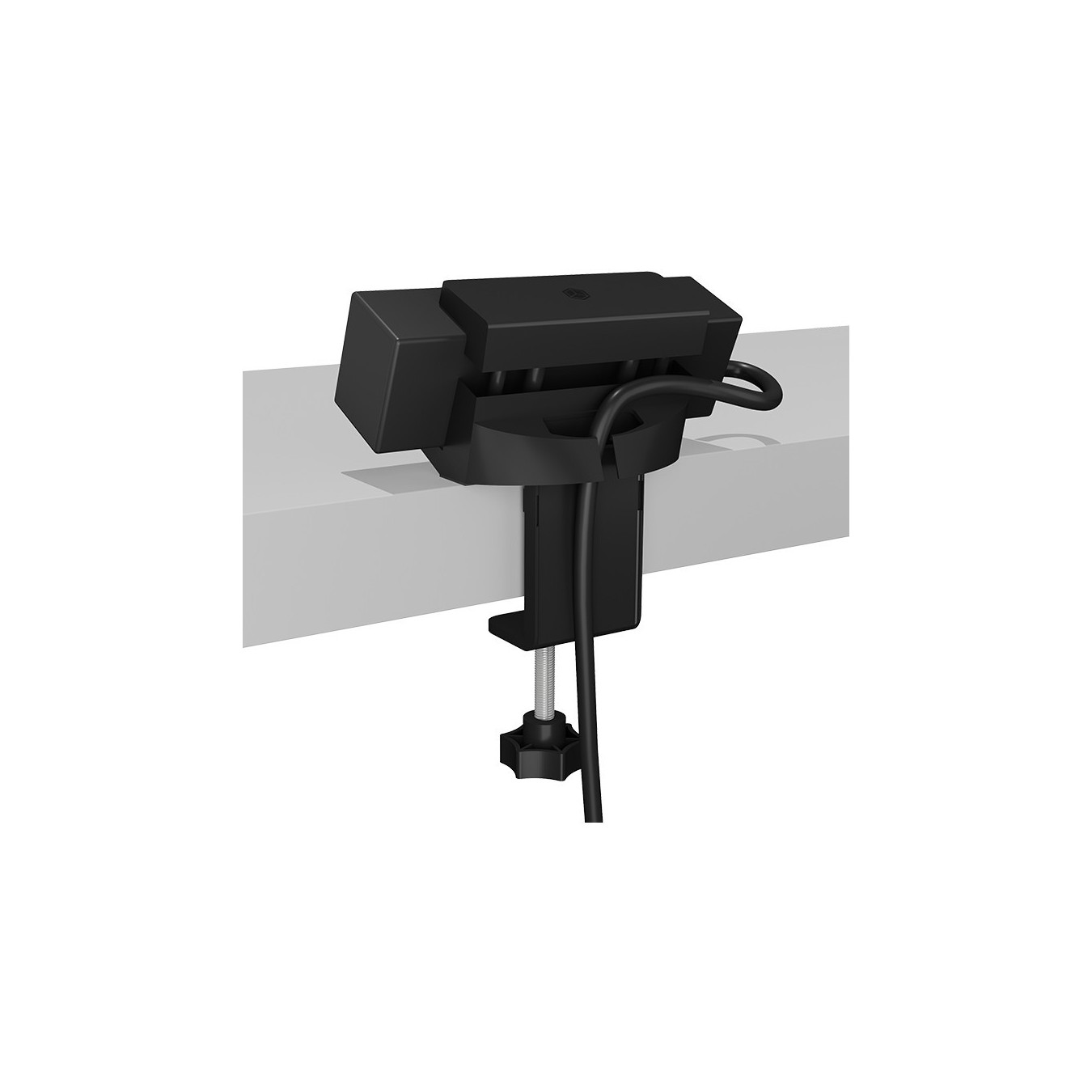 ICY BOX HUB & Power Strip Desk Mount - Black - Desk-mount hub and power strip for tidy workstation