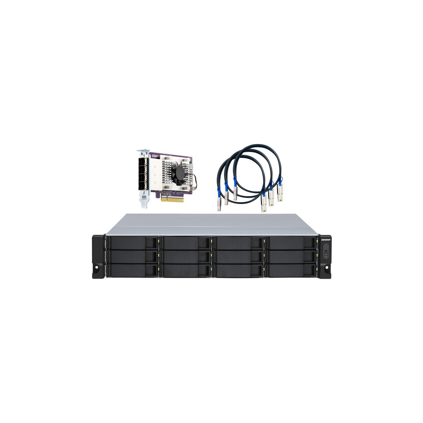 QNAP TL-R1200S-RP 12-bay 2U rackmount SATA JBOD expansion unit redundant PSU - TL-R1200S-RP - Black, Grey