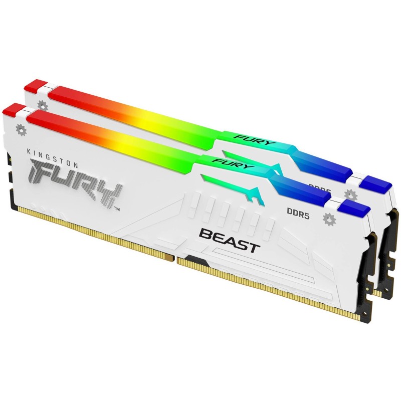 Buy KINGSTON 32GB 6000MT s DDR5 CL30 DIMM Kit of 2 FURY Beast White RGB EXPO in Cyprus, Nicosia, Limassol, Larnaka, Pafos