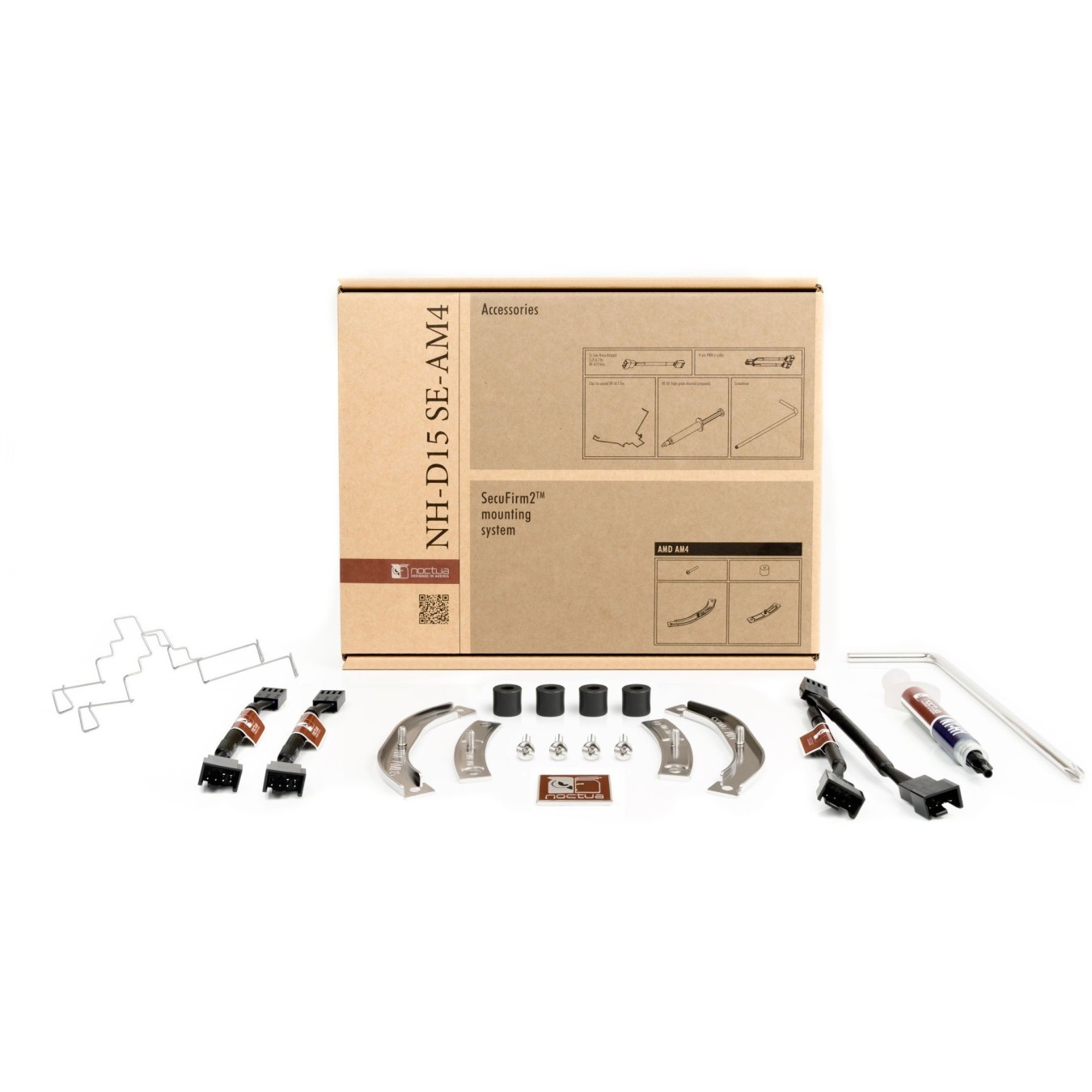 K NOCTUA NH-D15 SE-AM4 Processor Cooler Computer Cooling Component - NH-D15 SE-AM4 - Beige. Brown. Stainless steel