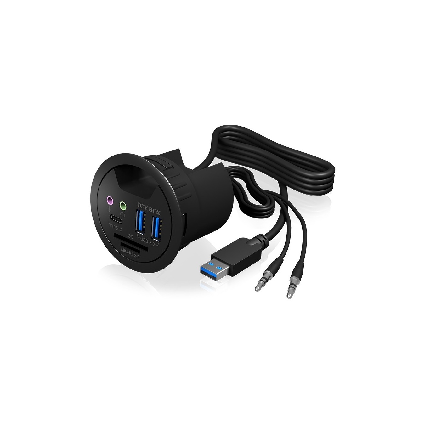 Desk Hub with 2 Card Readers, Audio In/Out, Charging Function and LED ICY BOX — Buy in Cyprus with Fast Delivery
