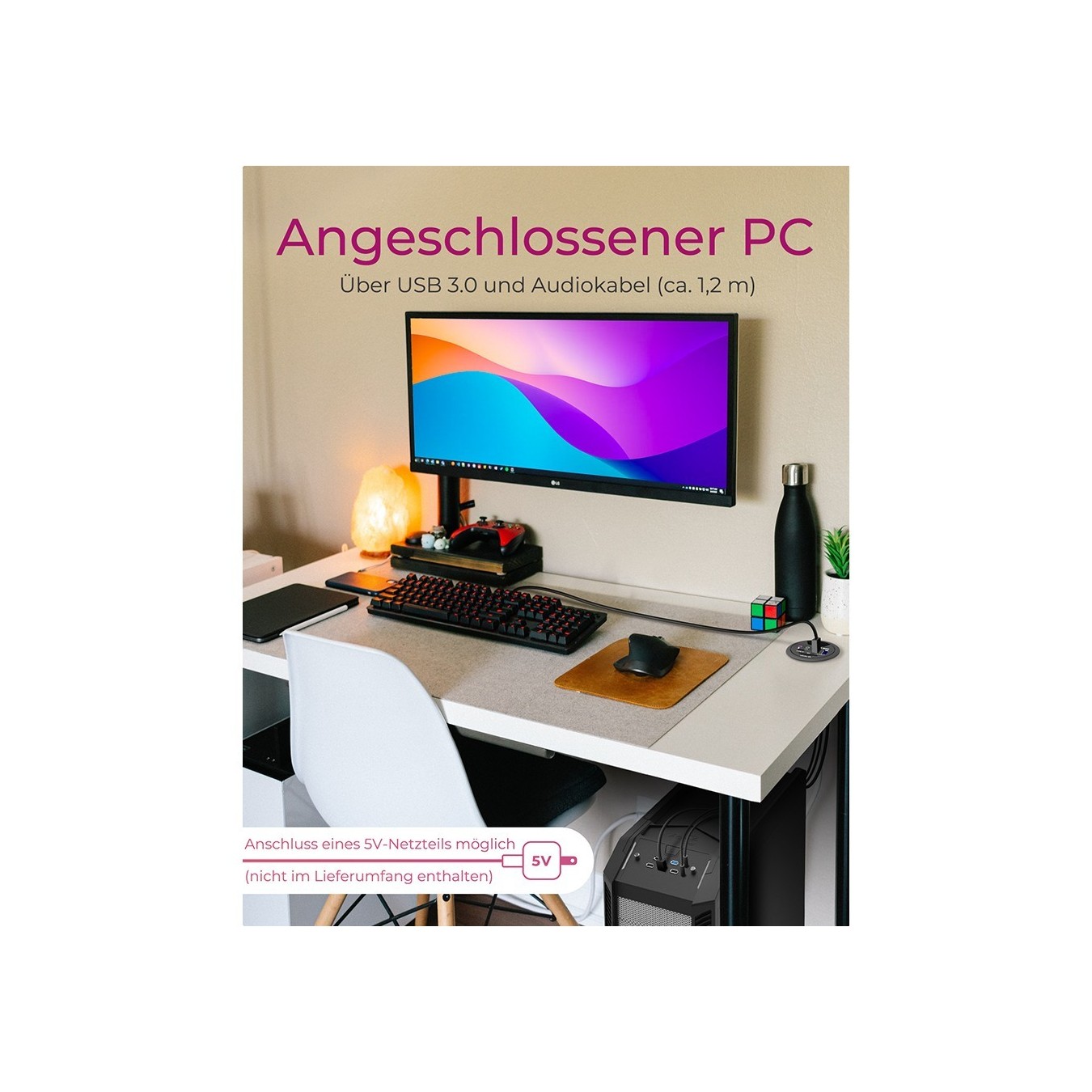 Desk Hub with 2 Card Readers, Audio In/Out, Charging Function and LED ICY BOX — Buy in Cyprus with Fast Delivery