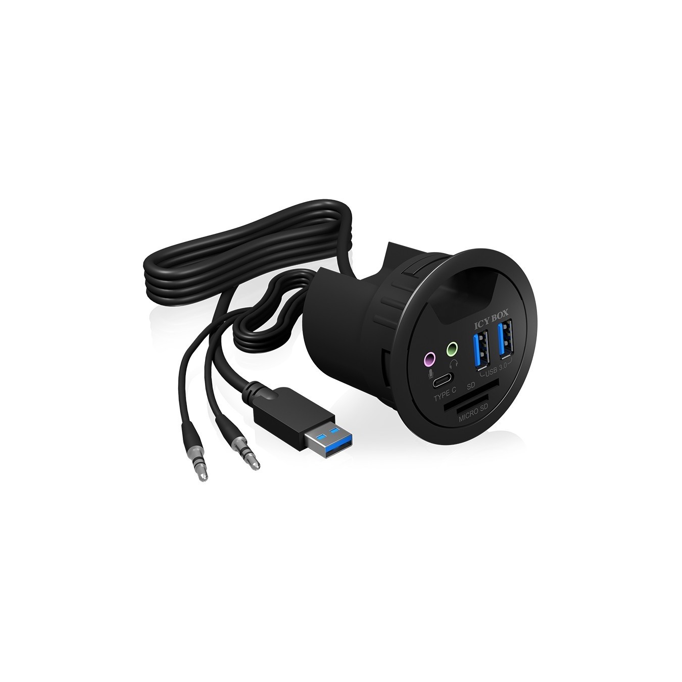 Desk Hub with 2 Card Readers, Audio In/Out, Charging Function and LED ICY BOX — Buy in Cyprus with Fast Delivery